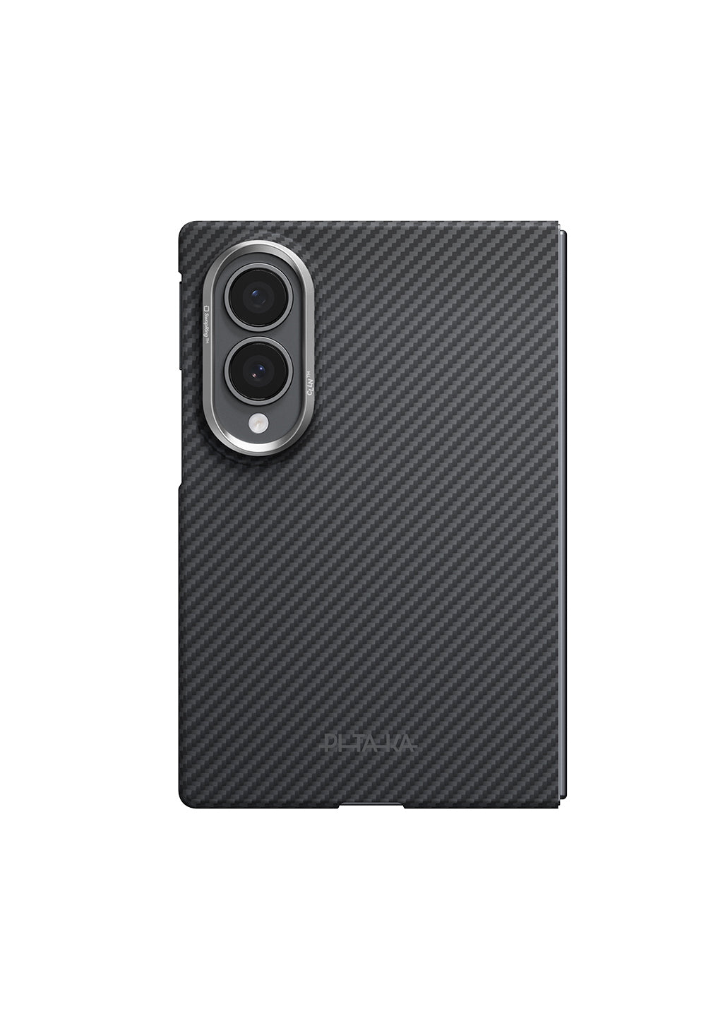 Galaxy Z Fold 8 Kılıf Manyetik Şarj Uyumlu 600D Aramid Karbon Fiber Pitaka Edge Serisi Black-Grey Twill Kapak