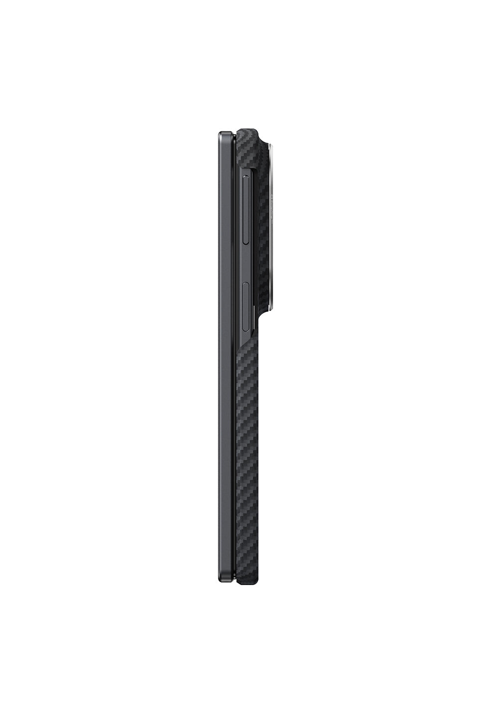Galaxy Z Fold 8 Kılıf Manyetik Şarj Uyumlu 600D Aramid Karbon Fiber Pitaka Edge Serisi Black-Grey Twill Kapak