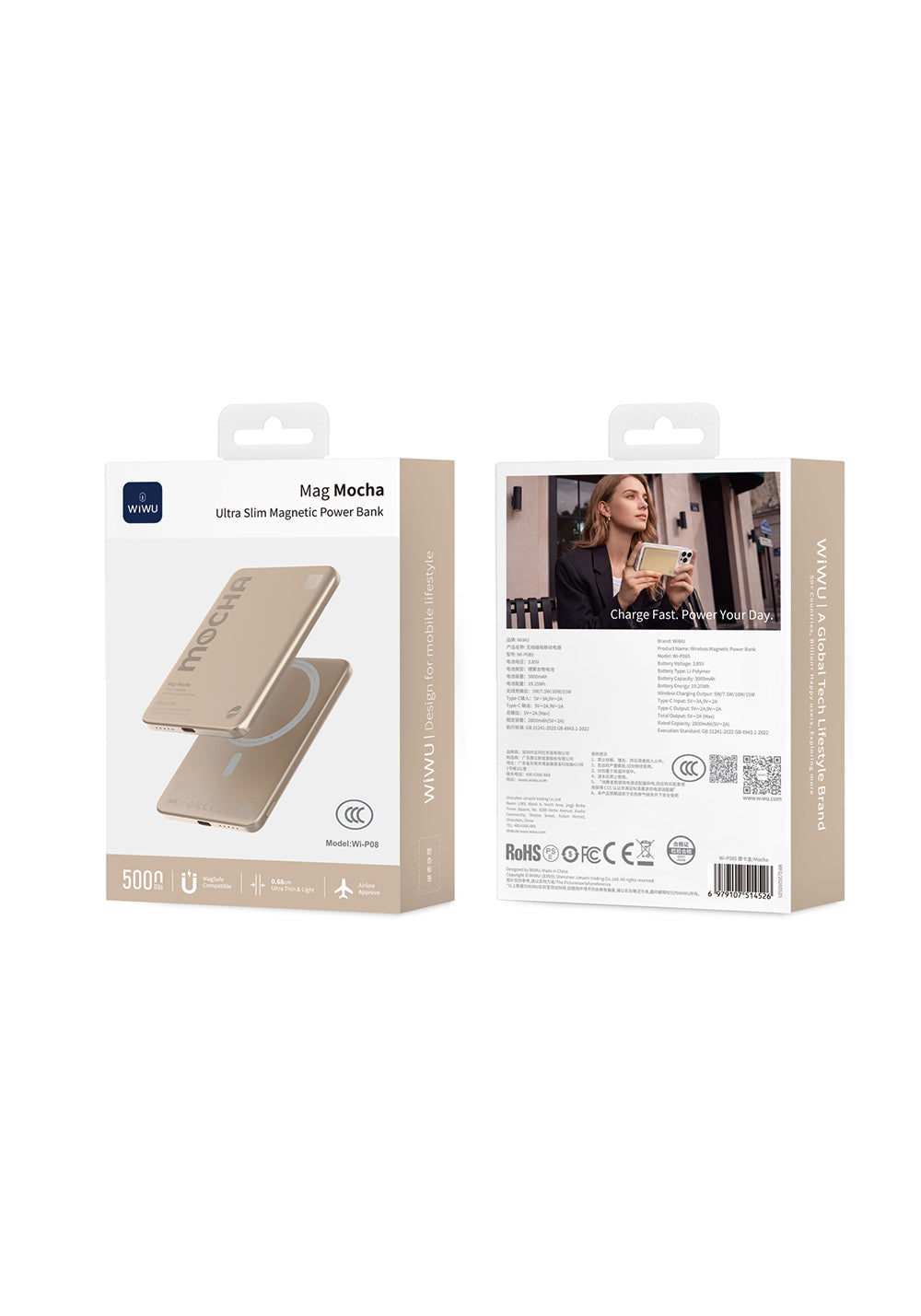 Wiwu Wi-P085 MagPearl Serisi Ultra İnce Wireless Kablosuz Powerbank 5000mAh 15W