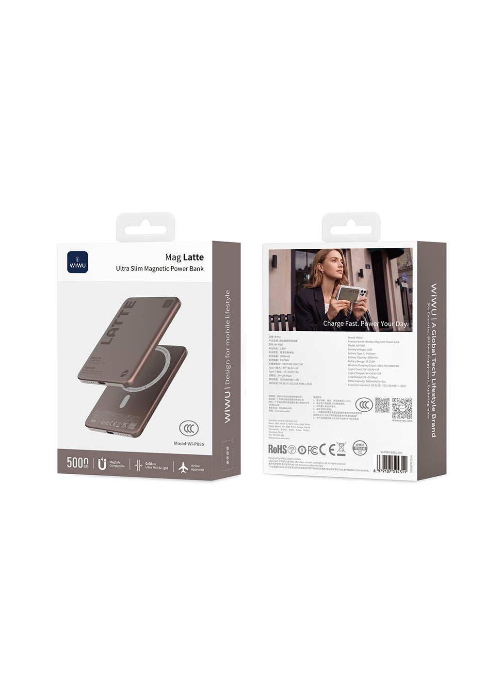 Wiwu Wi-P085 MagPearl Serisi Ultra İnce Wireless Kablosuz Powerbank 5000mAh 15W