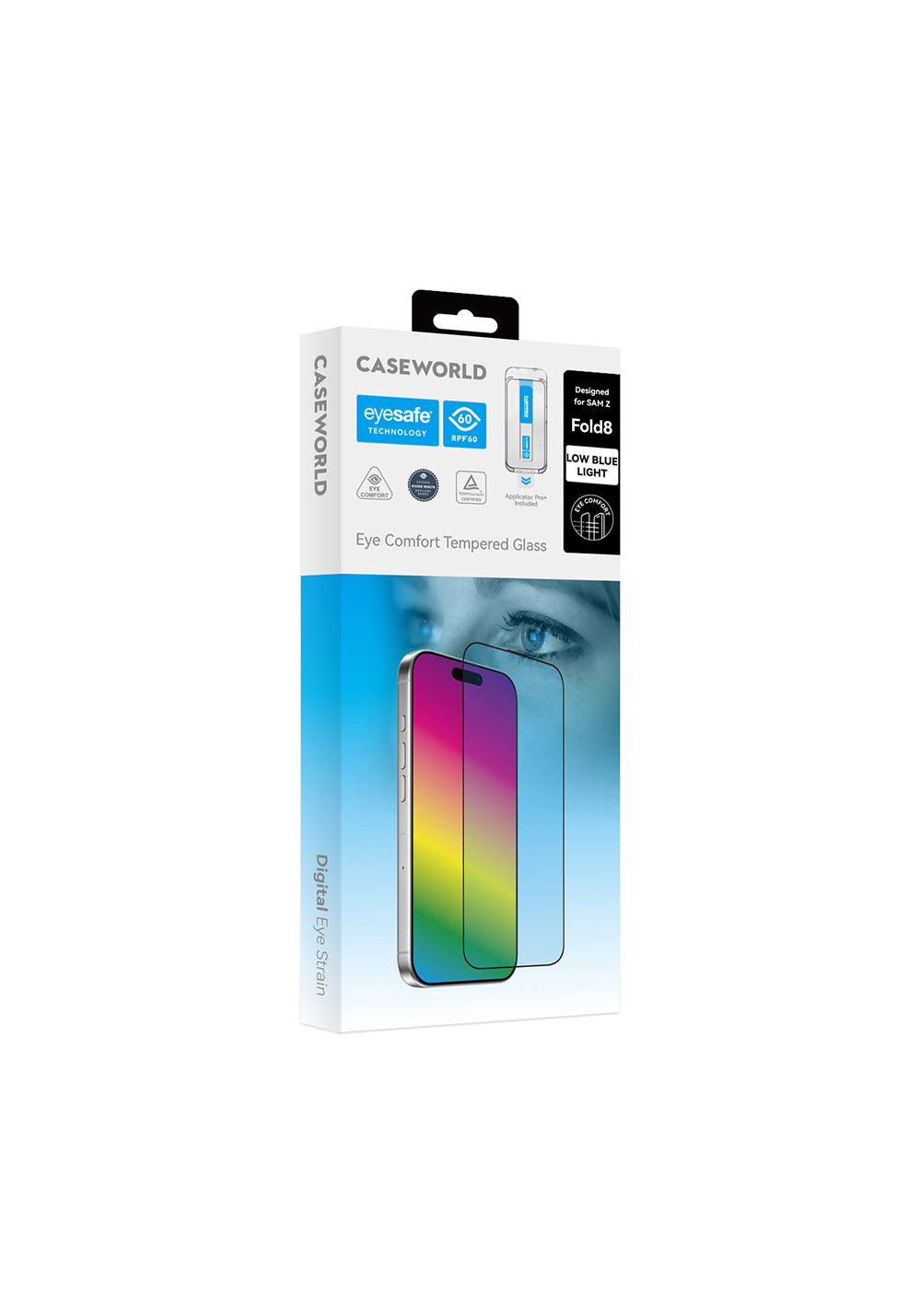 Galaxy Z Fold 8 CaseWorld Applicator Serisi 2.5D Eyesafe Mavi Işık Teknolojili 0.33mm Temperli Cam Ekran Koruyucu+ Uygulama Aparatı