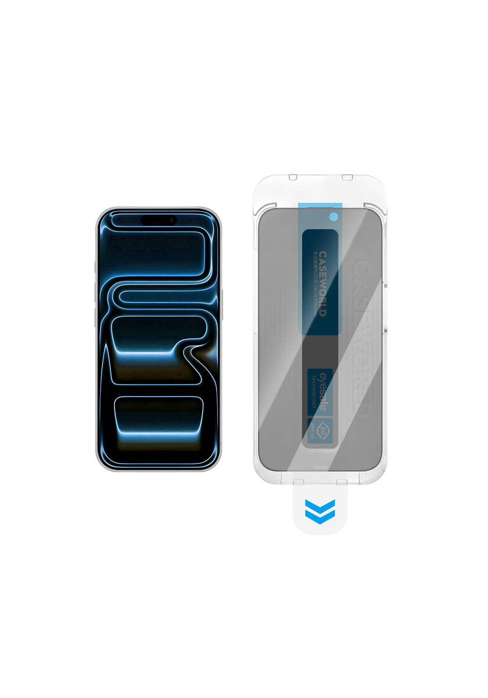 Apple iPhone 18 Pro Max CaseWorld Applicator Serisi 2.5D Eyesafe Mavi Işık Teknolojili 0.33mm Privacy Temperli Cam Ekran Koruyucu + Uygulama Aparatı