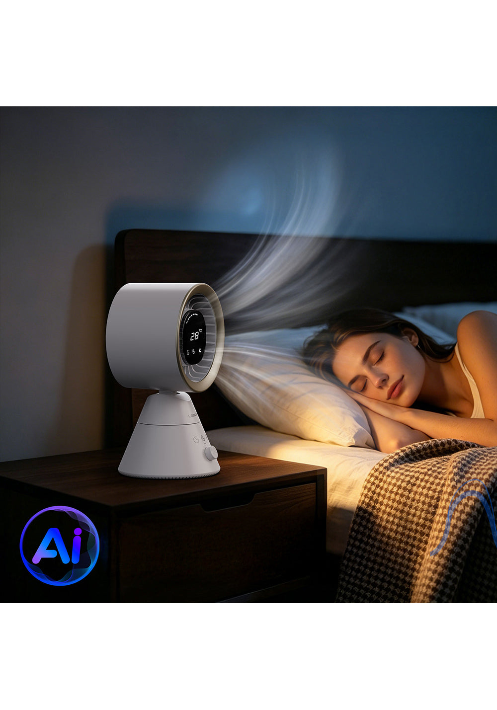 Lenyes LHF22 Dijital Led Göstergeli AI Hava Kontrollü Kule Tipi Soğutucu Masa Fanı