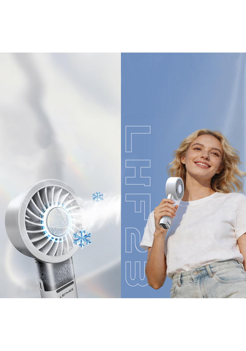 Lenyes LHF23 Dijital LED Göstergeli Buz Kompresli Portatif Katlanabilir Soğutucu El Fanı