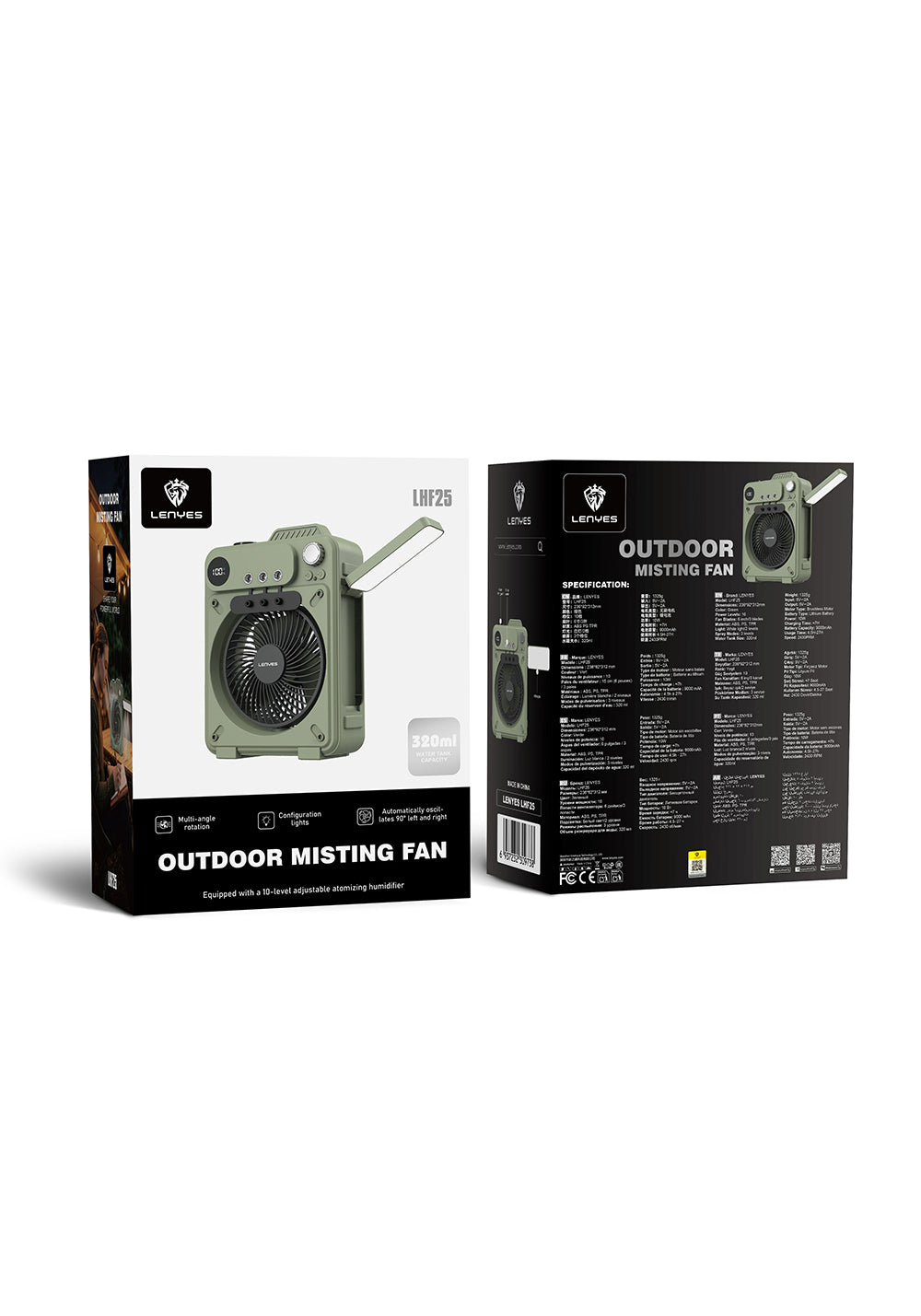 Lenyes LHF25 Dijital Led Göstergeli Su Hazneli Gece Lambalı Outdoor Soğutucu Fan