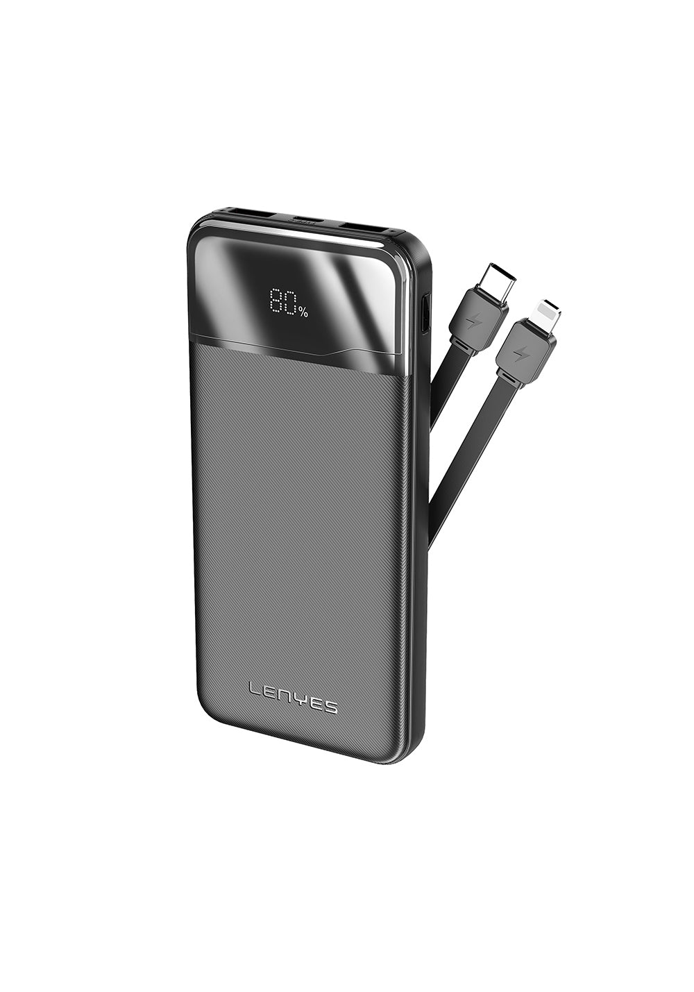 Lenyes PX180D Dijital LED Ekranlı Type-C ve Lightning Kablolu Powerbank 22.5W 10.000mAh