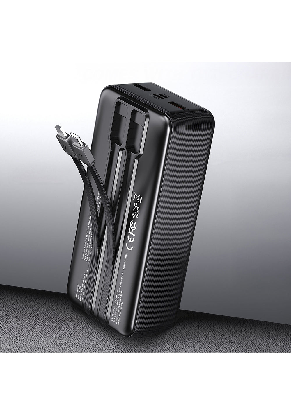 Lenyes PX180D Dijital LED Ekranlı Type-C ve Lightning Kablolu Powerbank 22.5W 10.000mAh