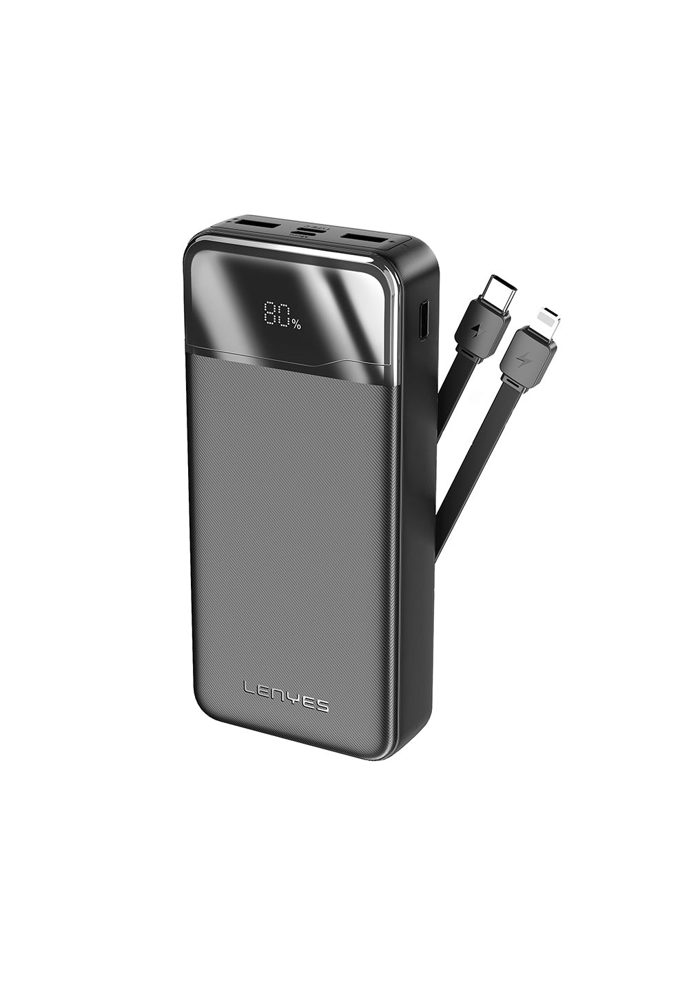 Lenyes PX280D Dijital LED Ekranlı Type-C ve Lightning Kablolu Powerbank 22.5W 20.000mAh