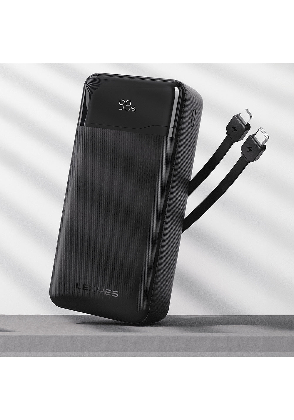 Lenyes PX380D Dijital LED Ekranlı Type-C ve Lightning Kablolu Powerbank 22.5W 30.000mAh