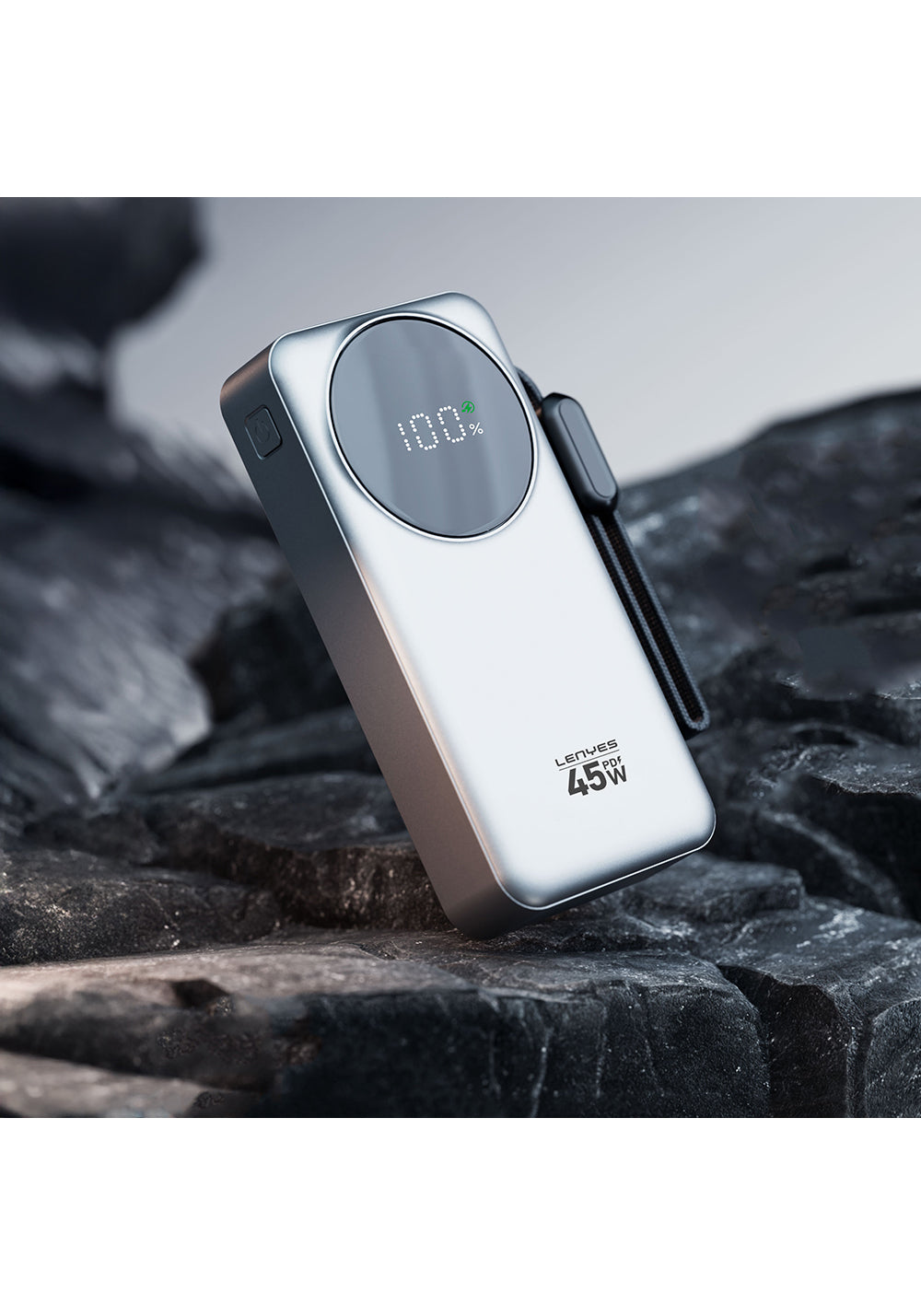 Lenyes PX279D Dijital LED Ekranlı Type-C ve Lightning Kablolu Powerbank 45W 20.000mAh