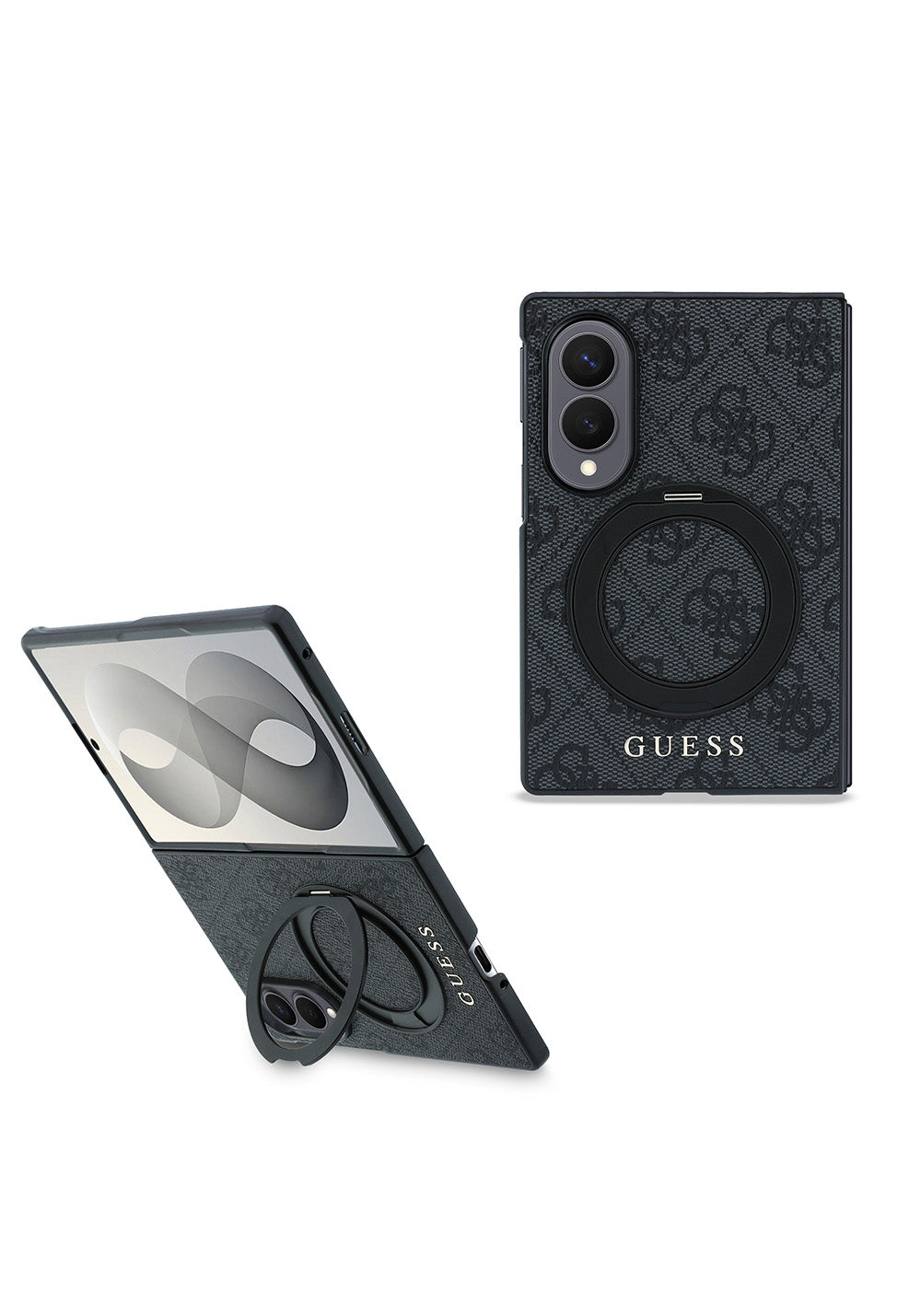 Galaxy Z Fold 8 Kılıf Guess Orijinal Lisanslı Manyetik Şarj Uyumlu 360 Derece Dönebilen Standlı PU Metal Logolu Kapak