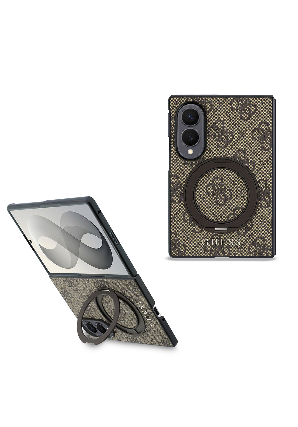 Galaxy Z Fold 8 Kılıf Guess Orijinal Lisanslı Manyetik Şarj Uyumlu 360 Derece Dönebilen Standlı PU Metal Logolu Kapak