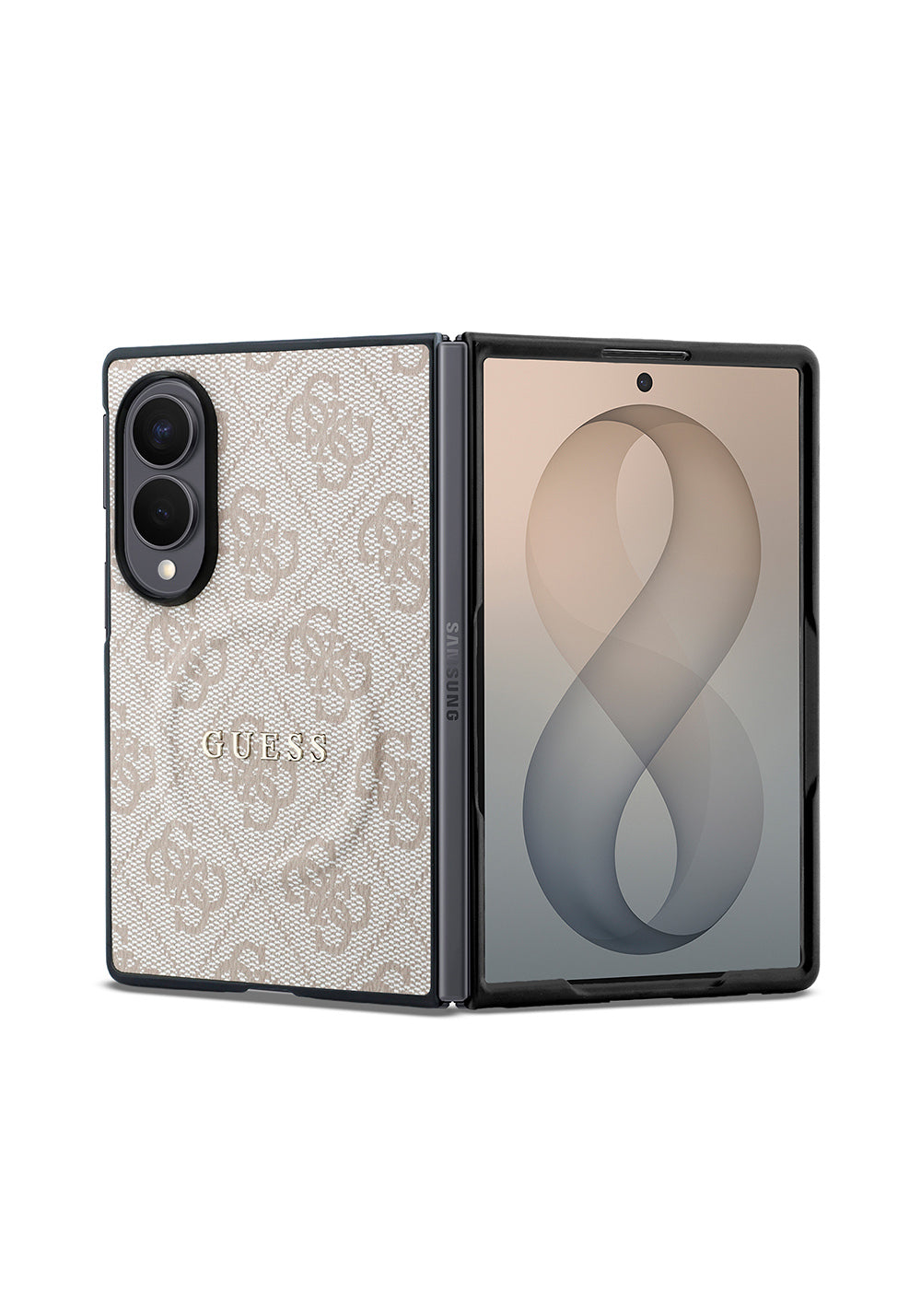 Galaxy Z Fold 8 Kılıf Guess Orijinal Lisanslı Manyetik Şarj Uyumlu PU Deri 4G Desenli Yazı Logolu Kapak