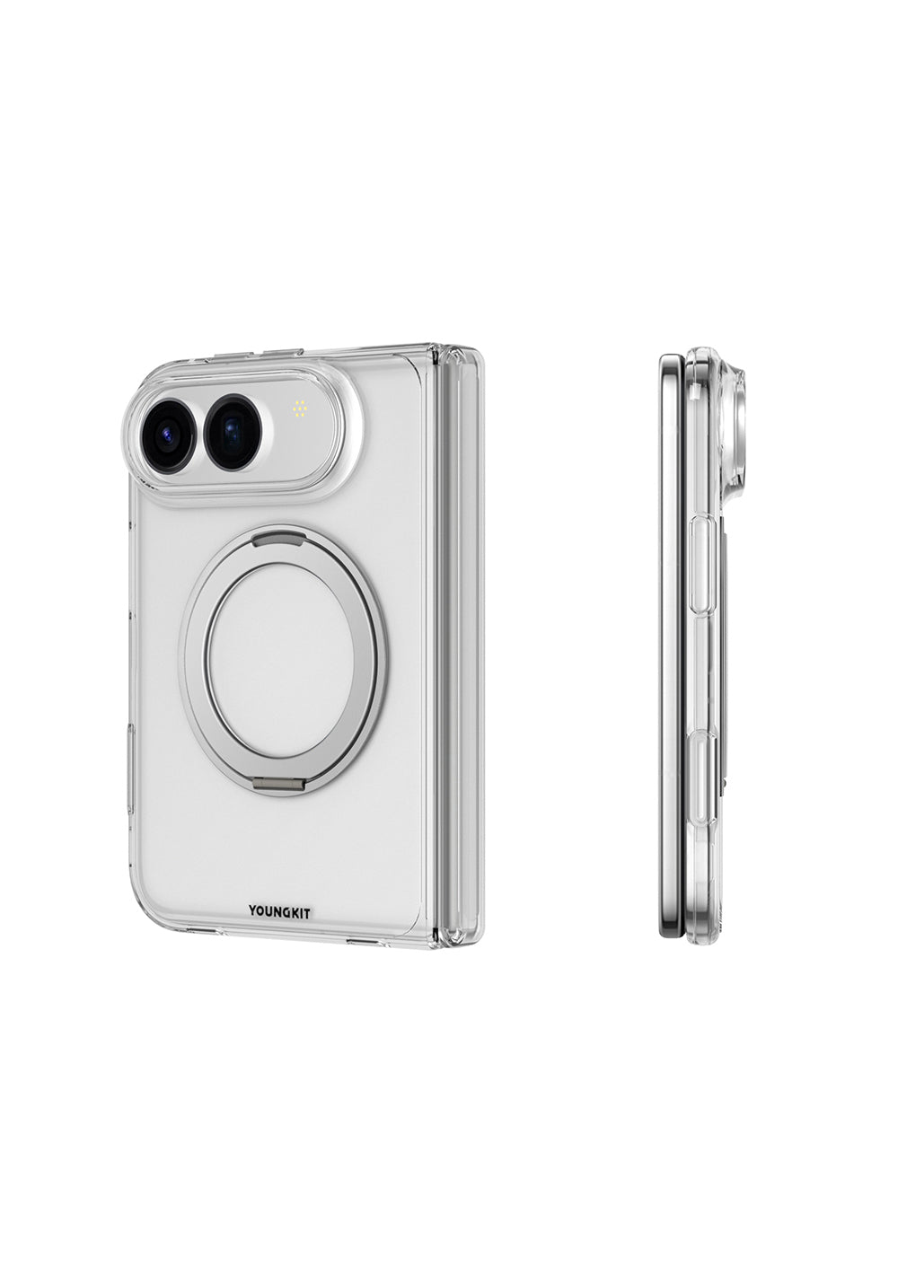 Apple iPhone Duo Kılıf Manyetik Şarj Uyumlu Youngkit Clear Serisi Standlı Kapak