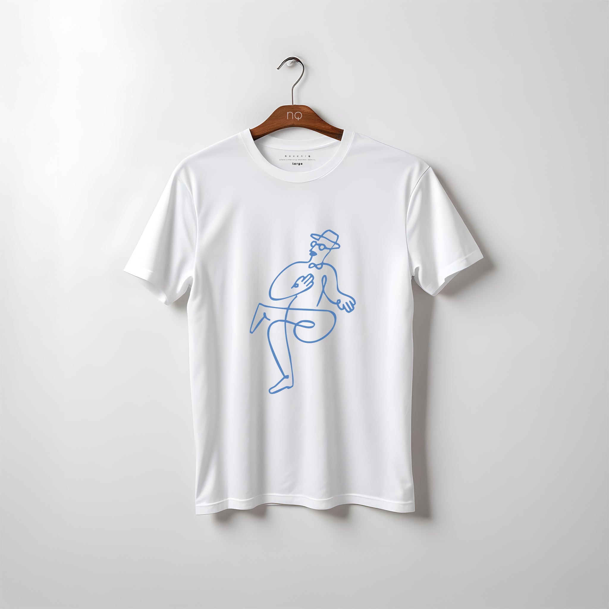 THE BLUE GENT — One-Line Jazz Figure Tee (Pure White)