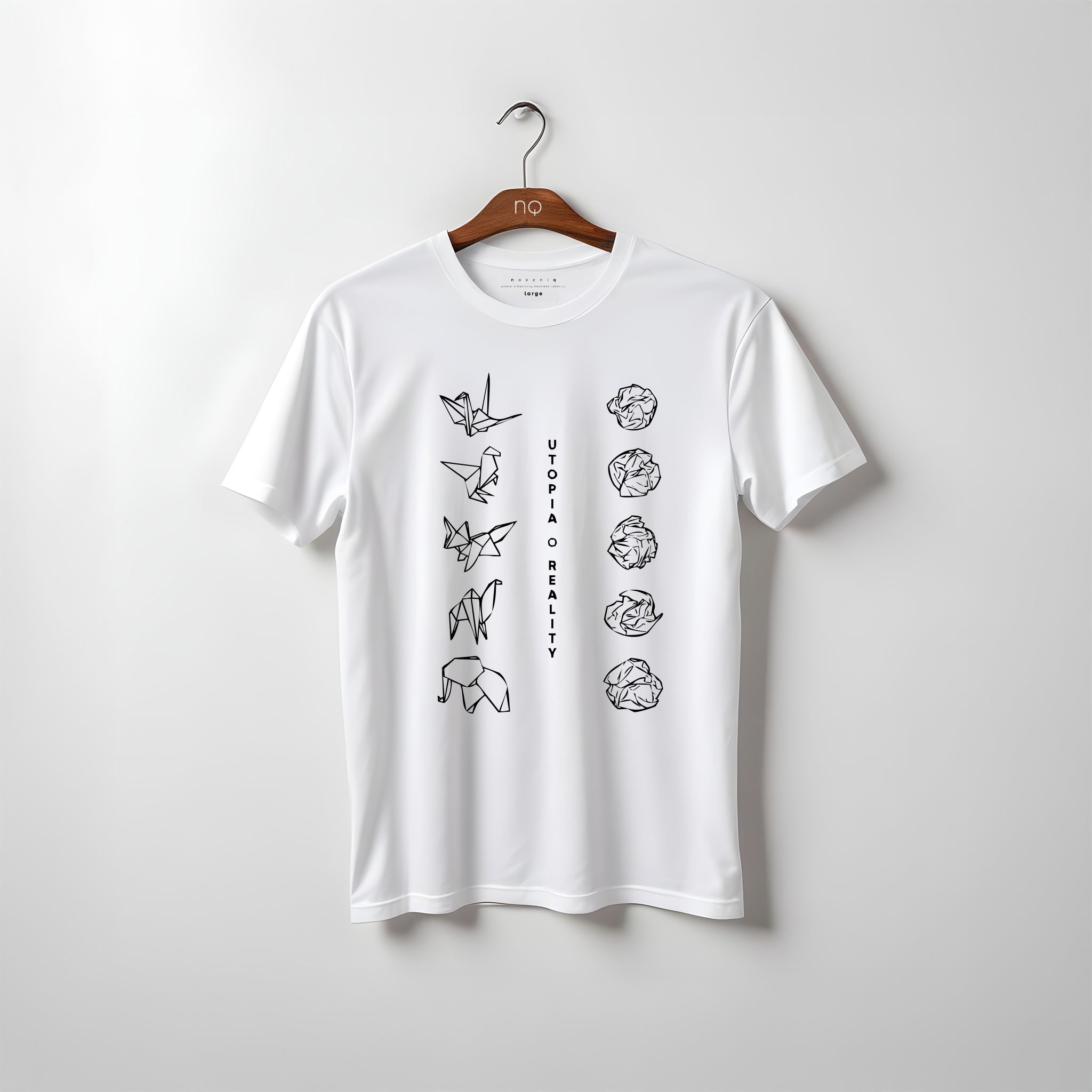 UTOPIA OR REALITY — Origami Line-Art Tee (Pure White)
