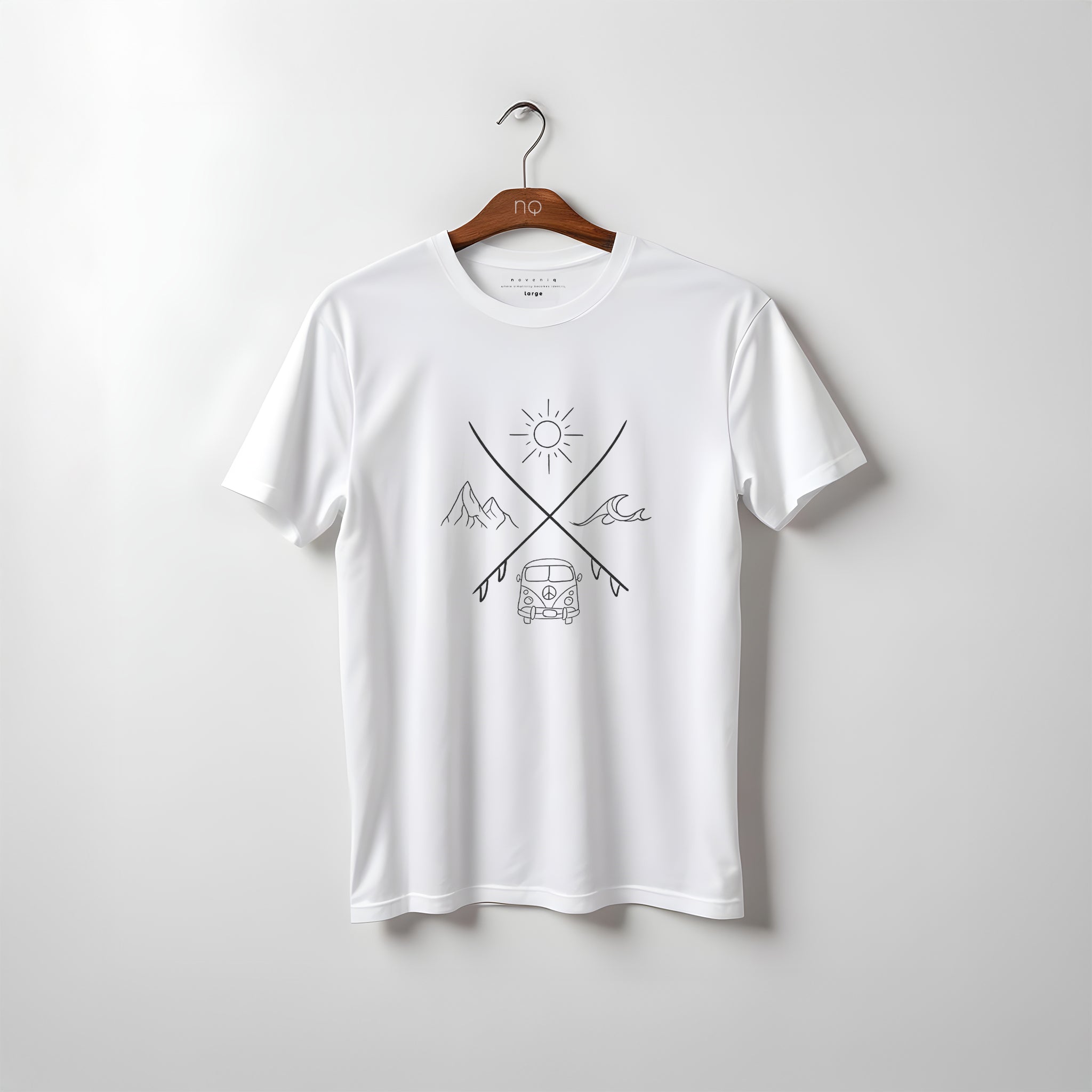 Wander Symbols — Minimal Travel Line Tee (Pure White)