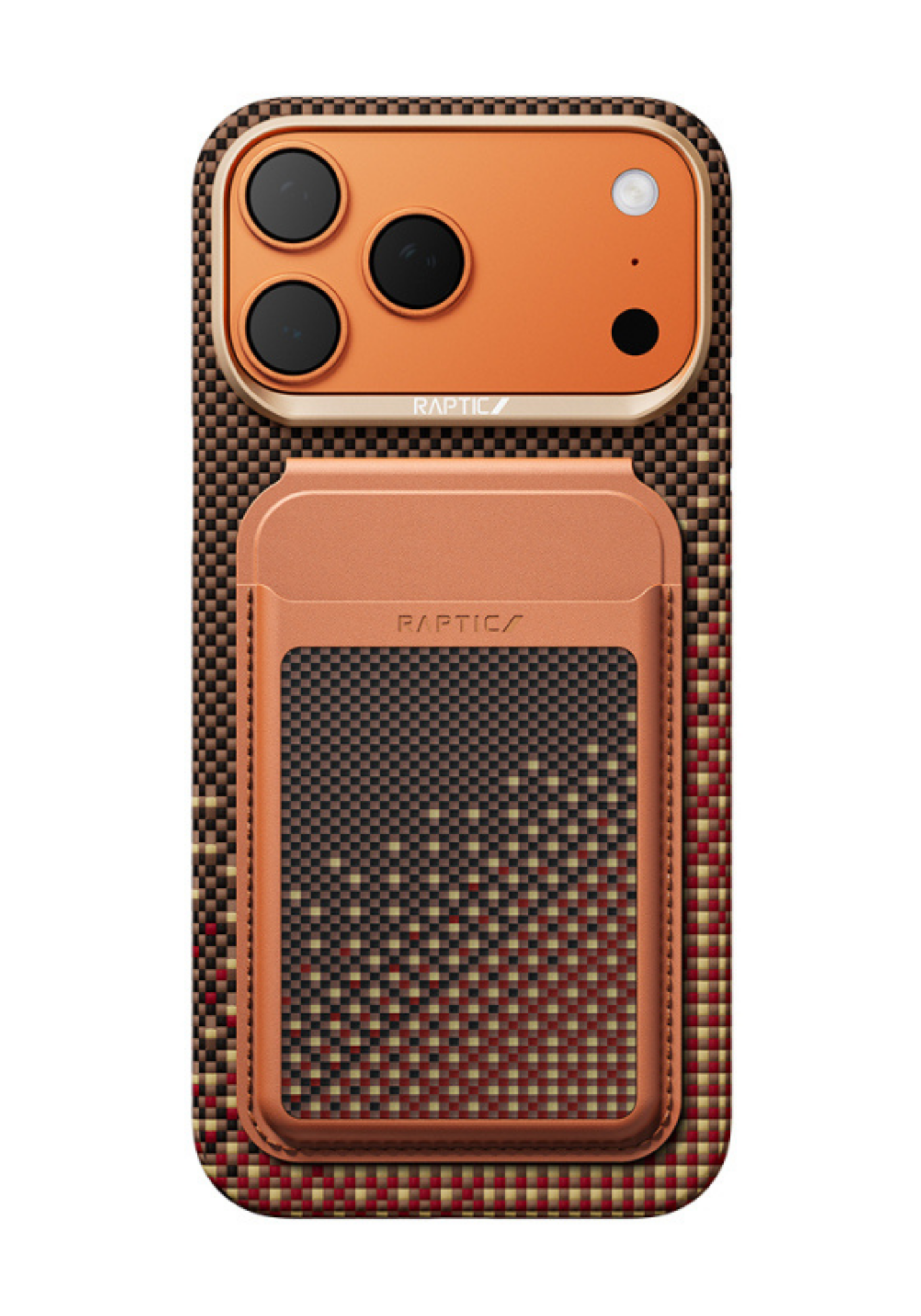 Raptic Aramid Skin Serenity iPhone 17 Pro Karbon Kılıf ve Kartlık Seti – 2’si 1 Arada