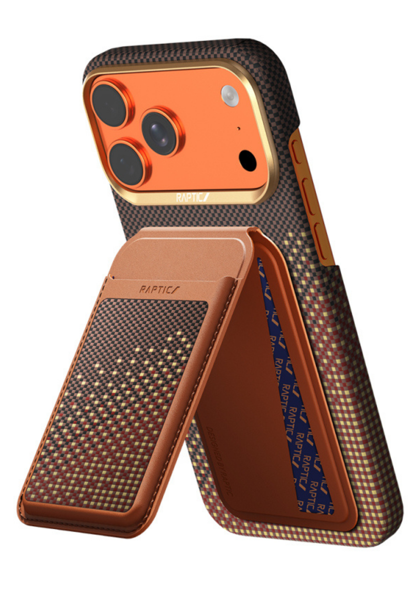 Raptic Aramid Skin Serenity iPhone 17 Pro Karbon Kılıf ve Kartlık Seti – 2’si 1 Arada