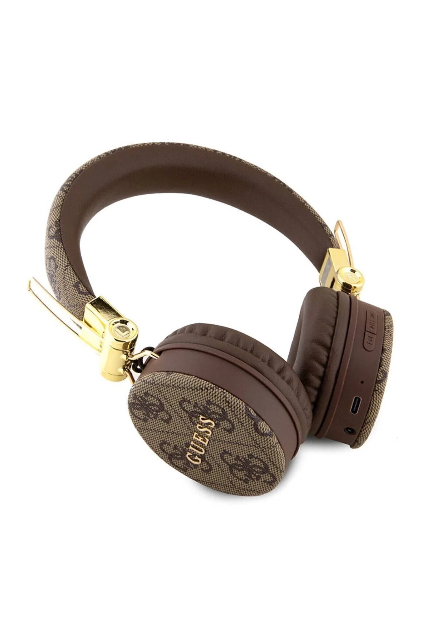 GUESS 4G Monogram Kablosuz Bluetooth Kulaklık – Kahverengi Gold