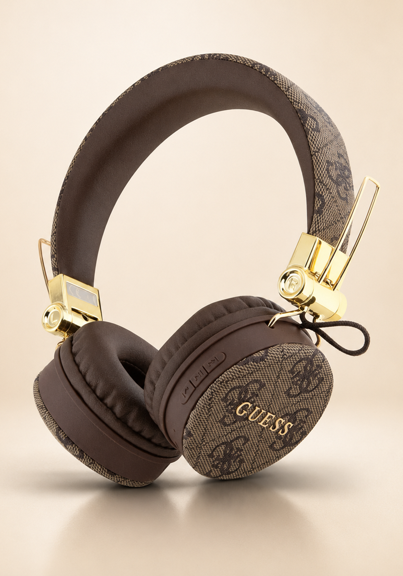 GUESS 4G Monogram Kablosuz Bluetooth Kulaklık – Kahverengi Gold