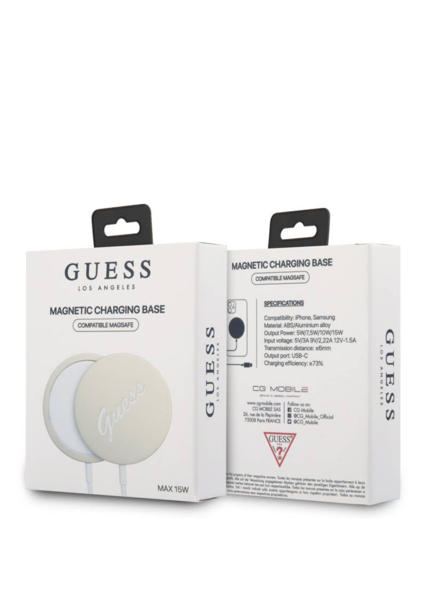 Guess Logolu 15W M-Safe Uyumlu Type-C Manyetik Kablosuz Şarj Cihazı – Gold