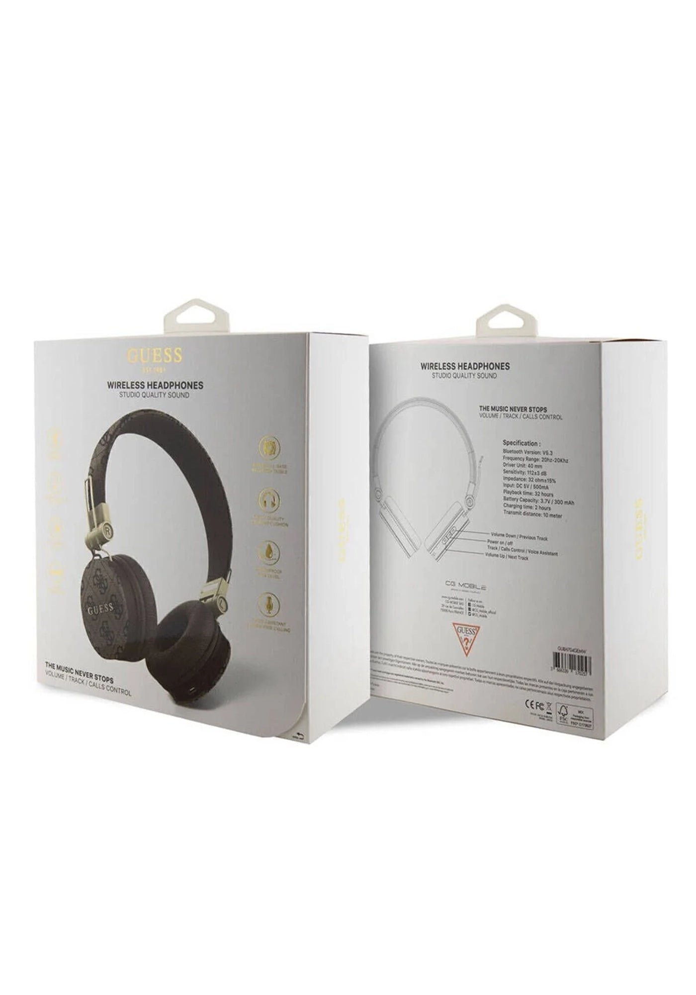 GUESS 4G Monogram Kablosuz Bluetooth Kulaklık – Kahverengi Gold