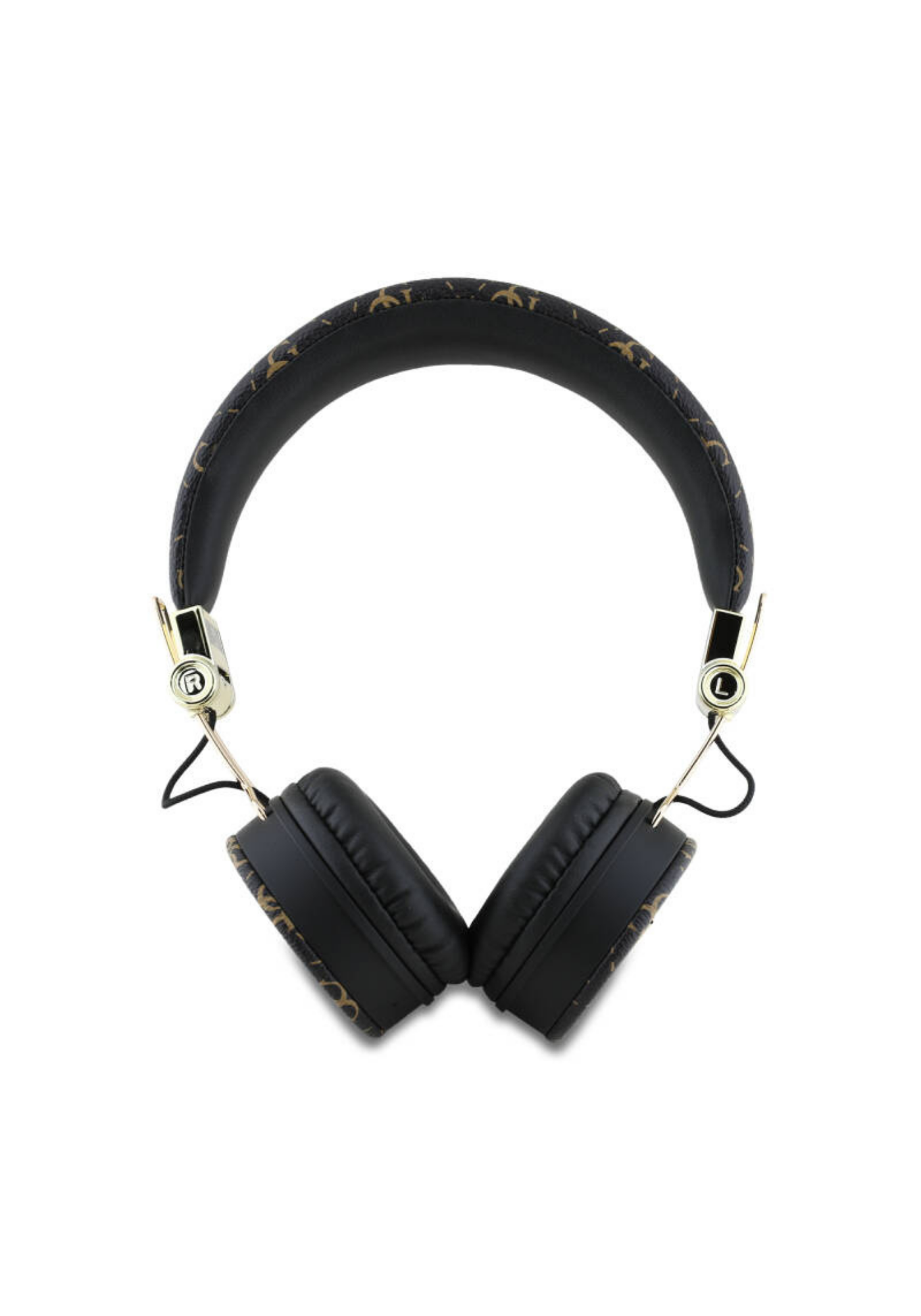 Guess PU Desenli Metal Üçgen Logolu Kulak Üstü Bluetooth Kulaklık – Siyah/Gold
