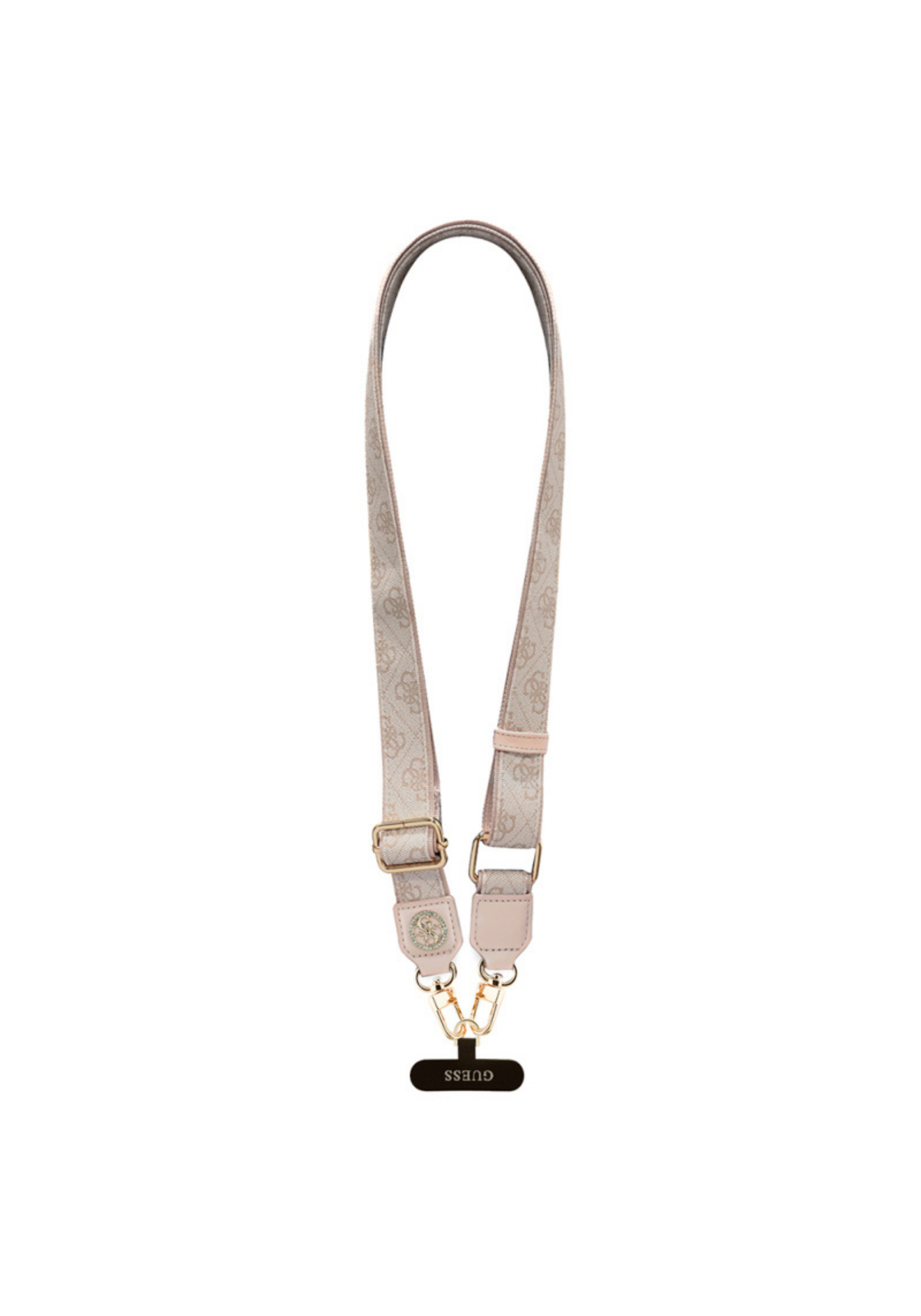 Guess 4G Taşlı Metal Logolu 150 cm Çapraz Telefon Askı Kayışı – Kahverengi