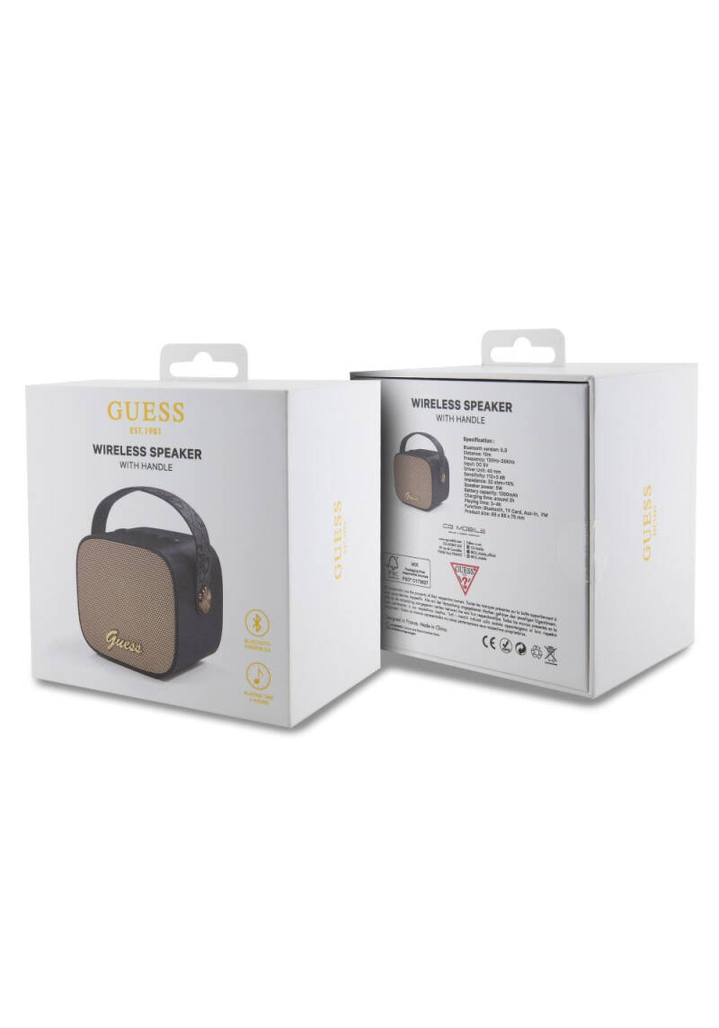 Guess 5W Askılı PU Deri Taşınabilir Bluetooth Hoparlör – Kahverengi