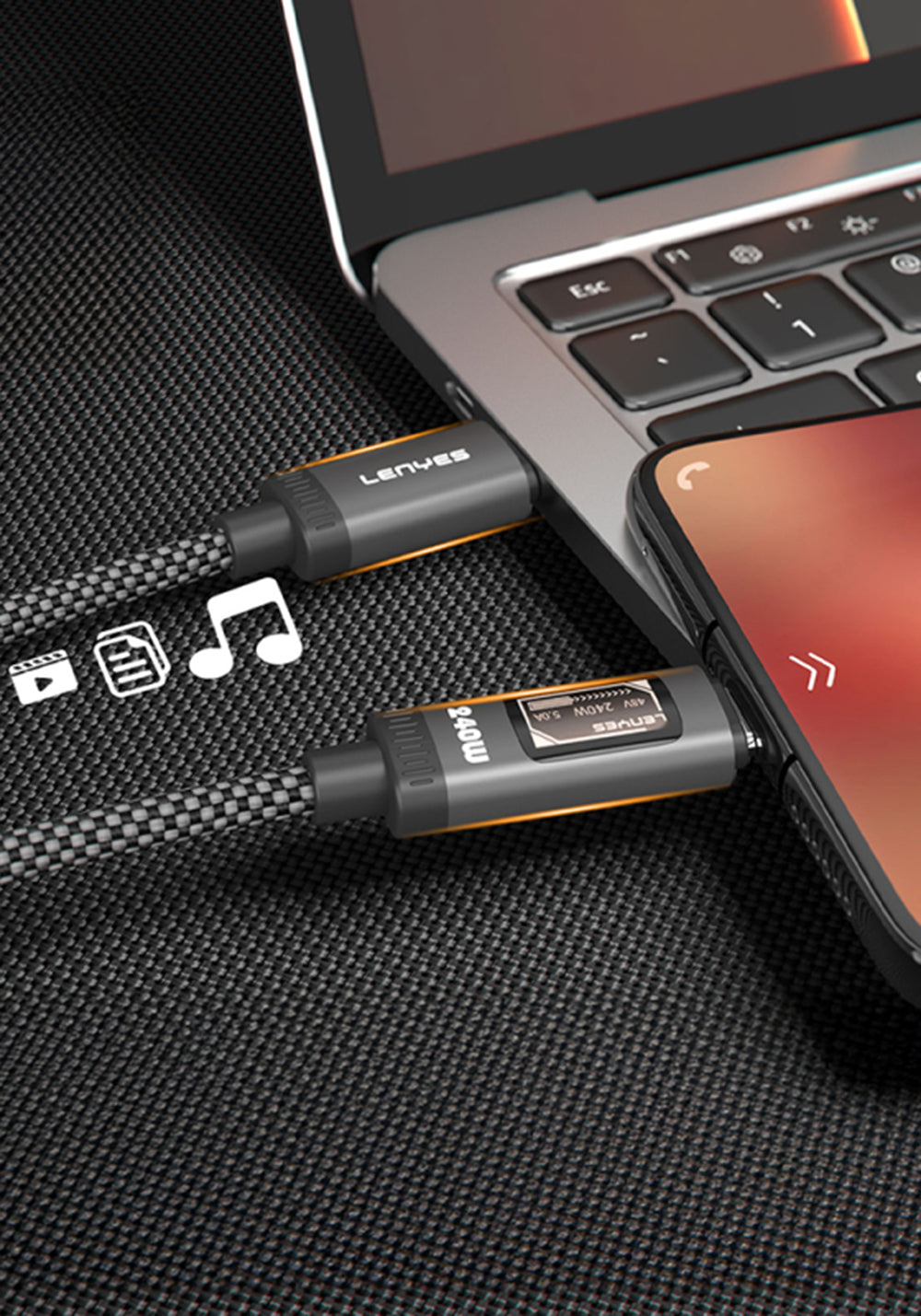 Lenyes LC571 USB-C – USB-C 240W Şarj Kablosu 1.2 m