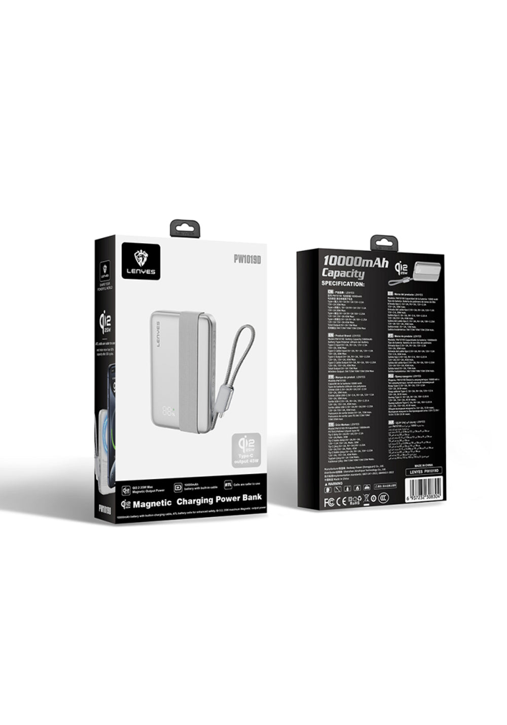 Lenyes PW1019D 10000 mAh Qi2 Kablosuz Powerbank