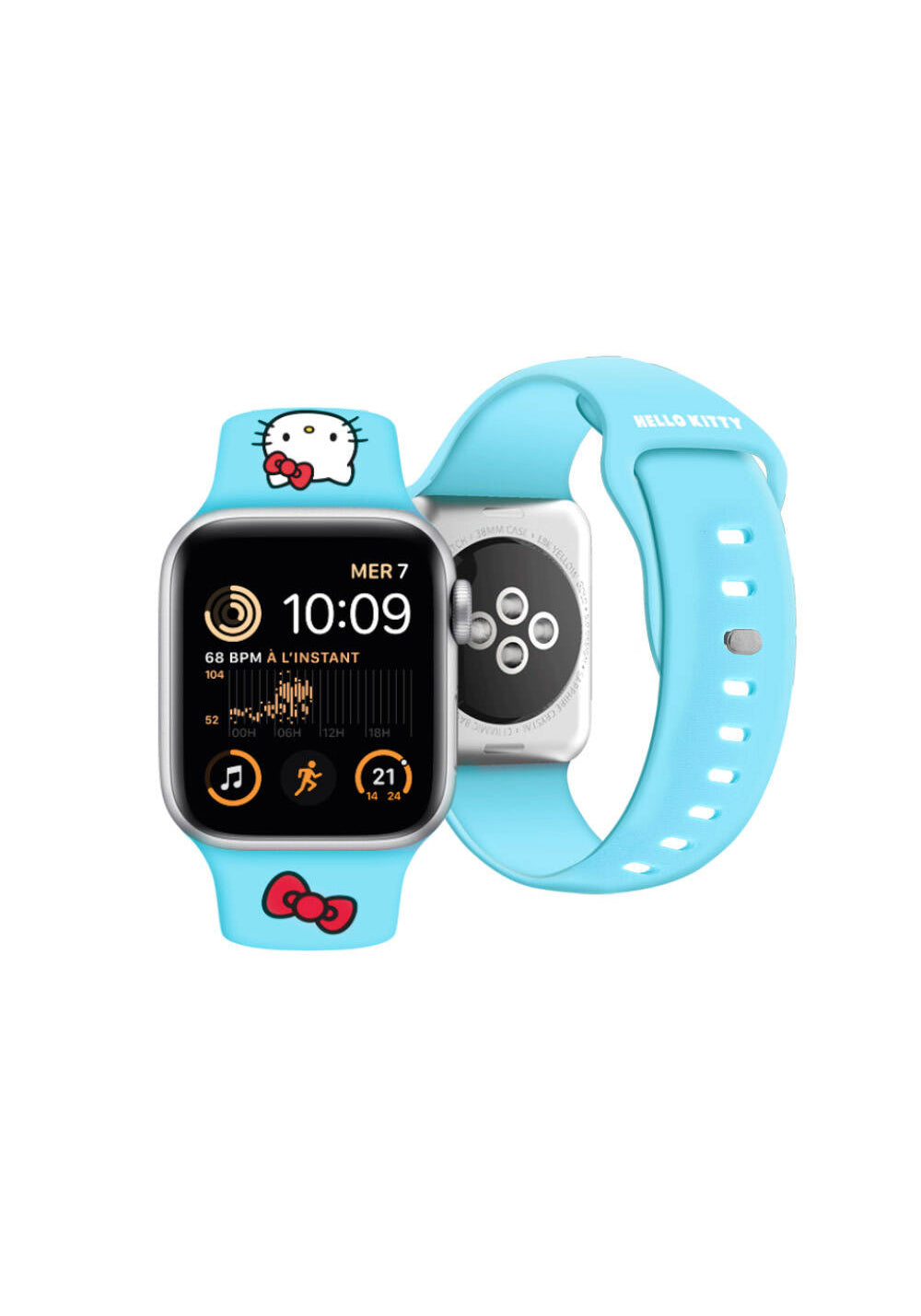 Hello Kitty Kitty Head & Bow Yazı ve Fiyonk Desenli Kordon – Apple Watch 38/40/41 mm