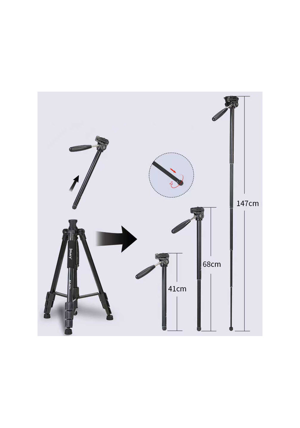 Jmary KP2274 – 167 cm Monopod Özellikli Tripod