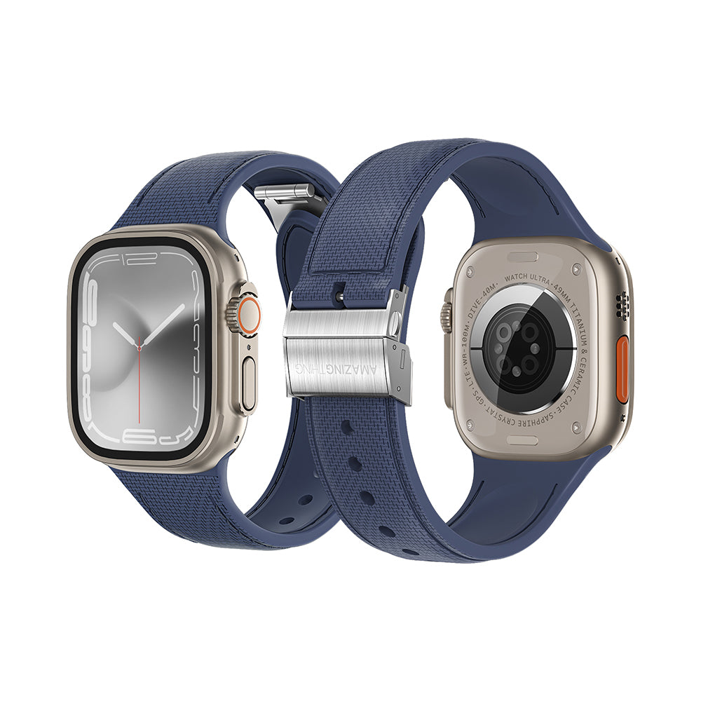 Amazingthing Titan Swift Deri Dokulu Silikon Kordon – Apple Watch 45/46/49 mm