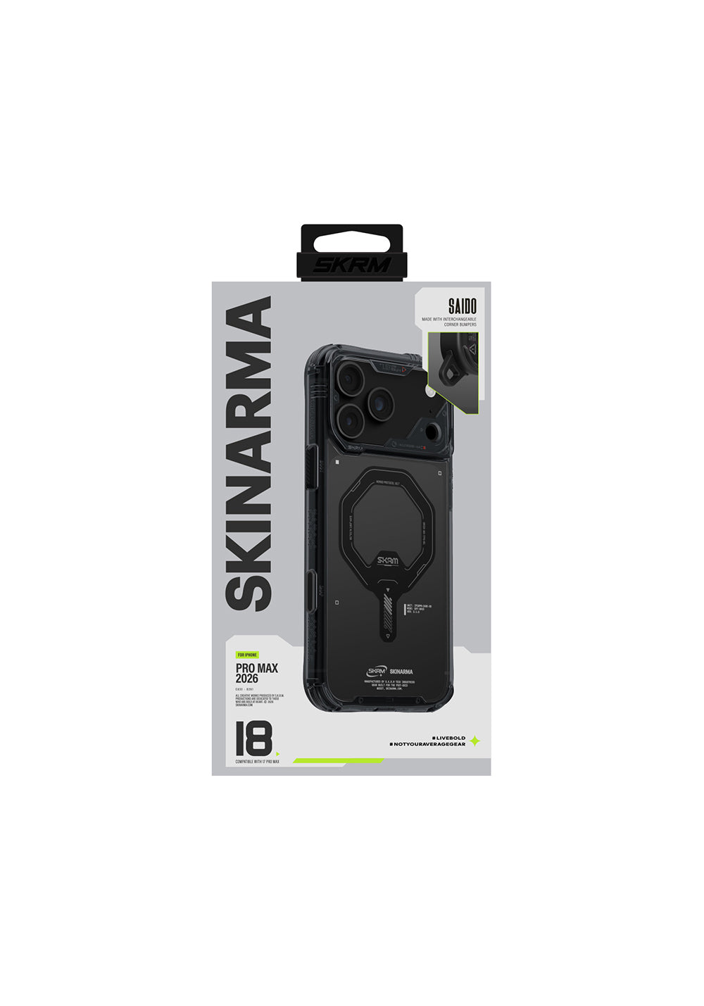 Skinarma Şeffaf Saido Mag-Charge – iPhone 18 Pro Kılıfı