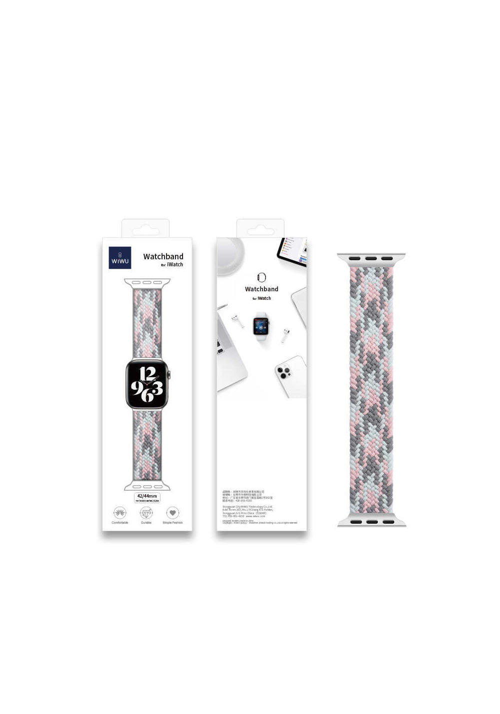 Wiwu Braided Solo Loop Contrast M Kontrast Örgü Kordon – Apple Watch 38/40 mm