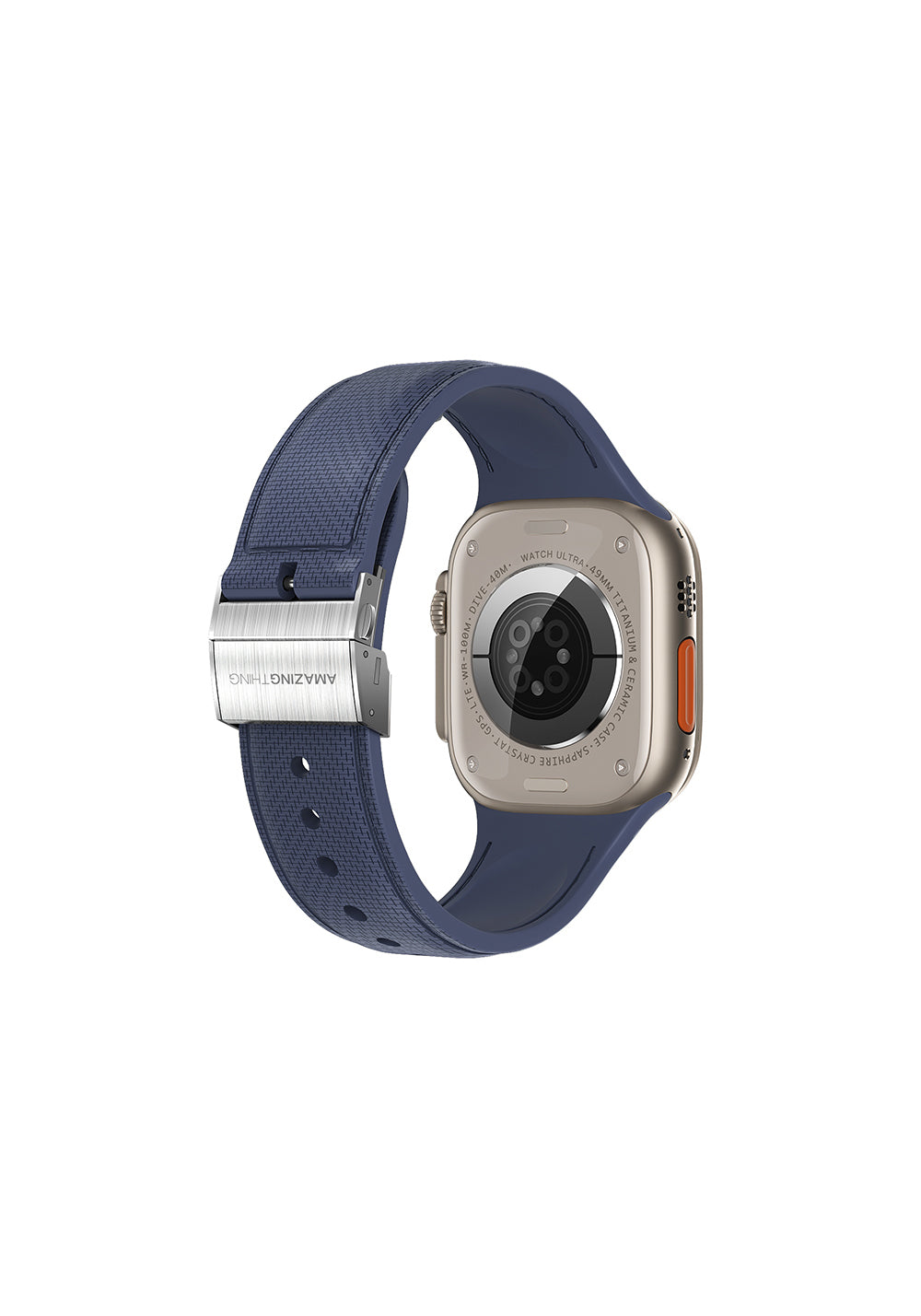 Amazingthing Titan Swift Deri Dokulu Silikon Kordon – Apple Watch 45/46/49 mm