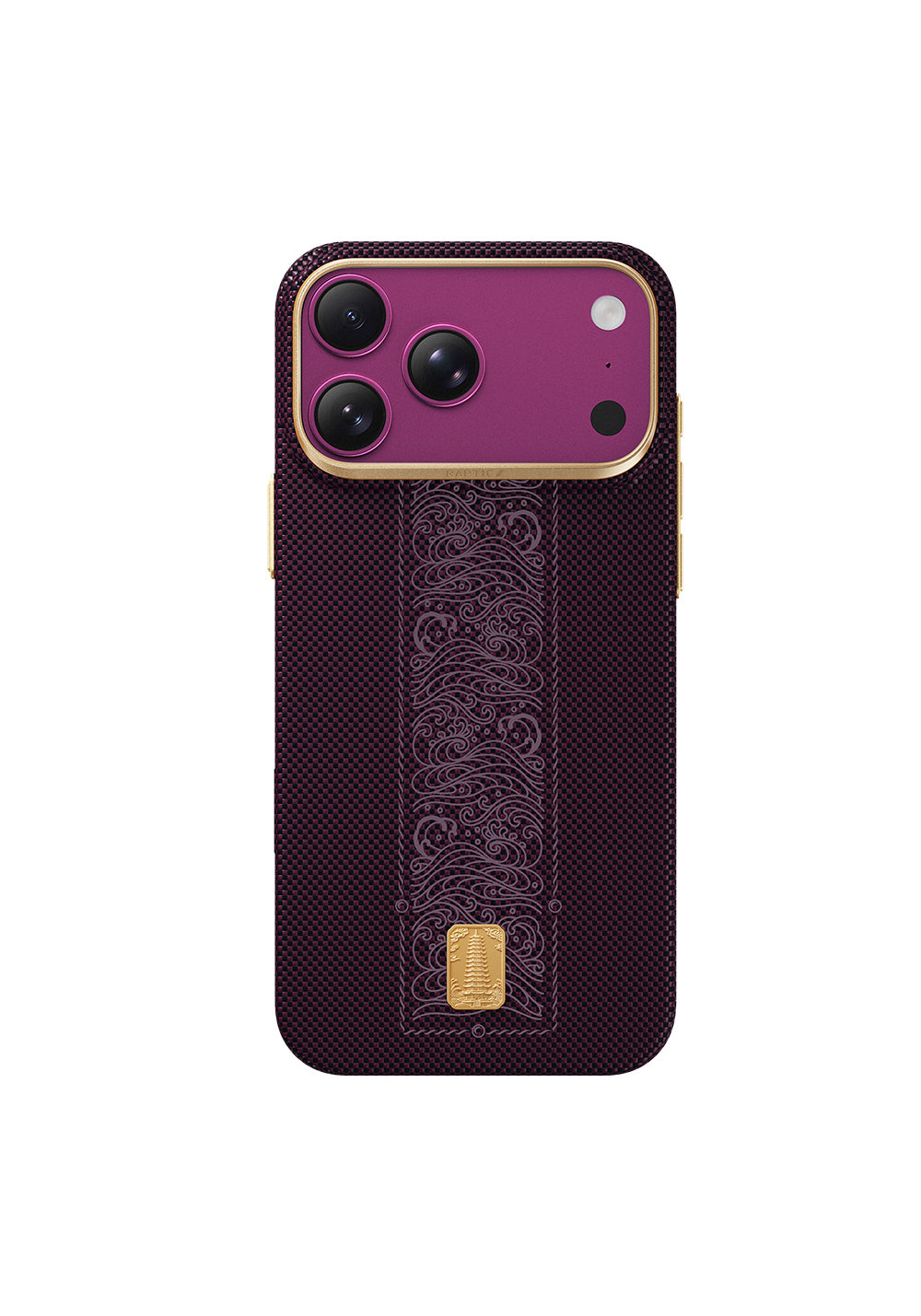 Raptic Aramid Skin Rise 24 Ayar Altın Kaplamalı Karbon – iPhone 18 Pro Kılıfı