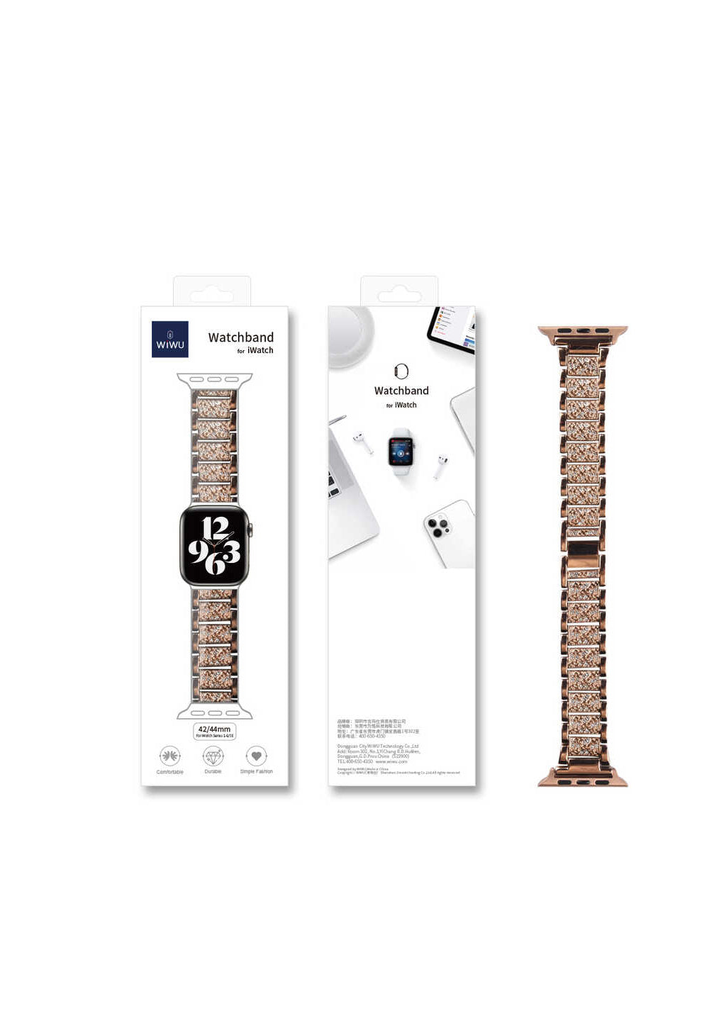 Wiwu Three Beads Set Auger Metal Kordon – Apple Watch 38/40 mm