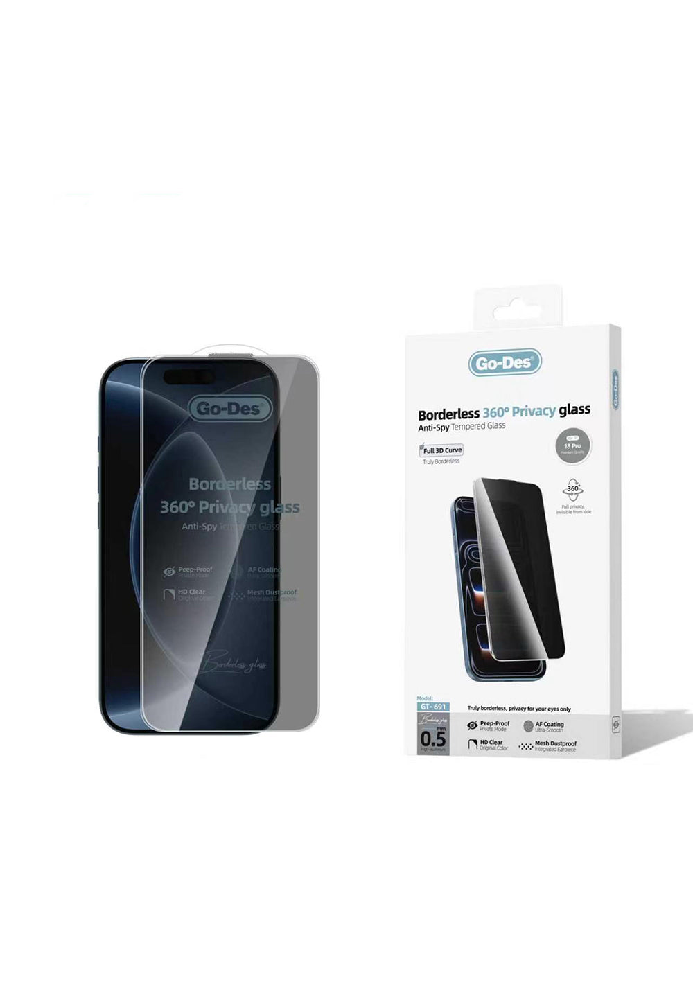 Go Des AF Borderless Privacy – iPhone 18 Pro Ekran Koruyucusu