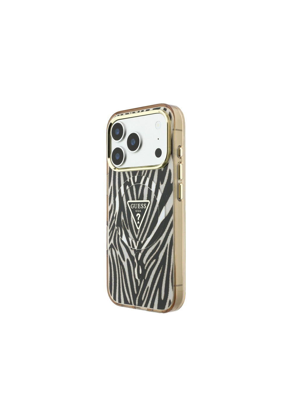Guess Üçgen Logolu Zebra Desenli Silikon – iPhone 18 Pro Max Kılıfı