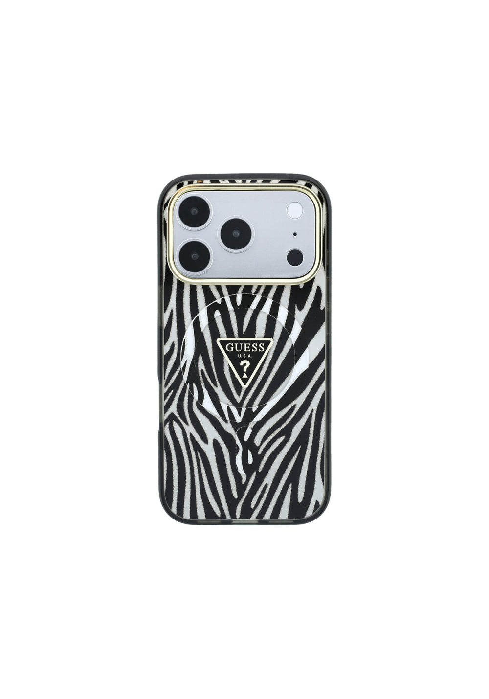 Guess Üçgen Logolu Zebra Desenli Silikon – iPhone 18 Pro Kılıfı