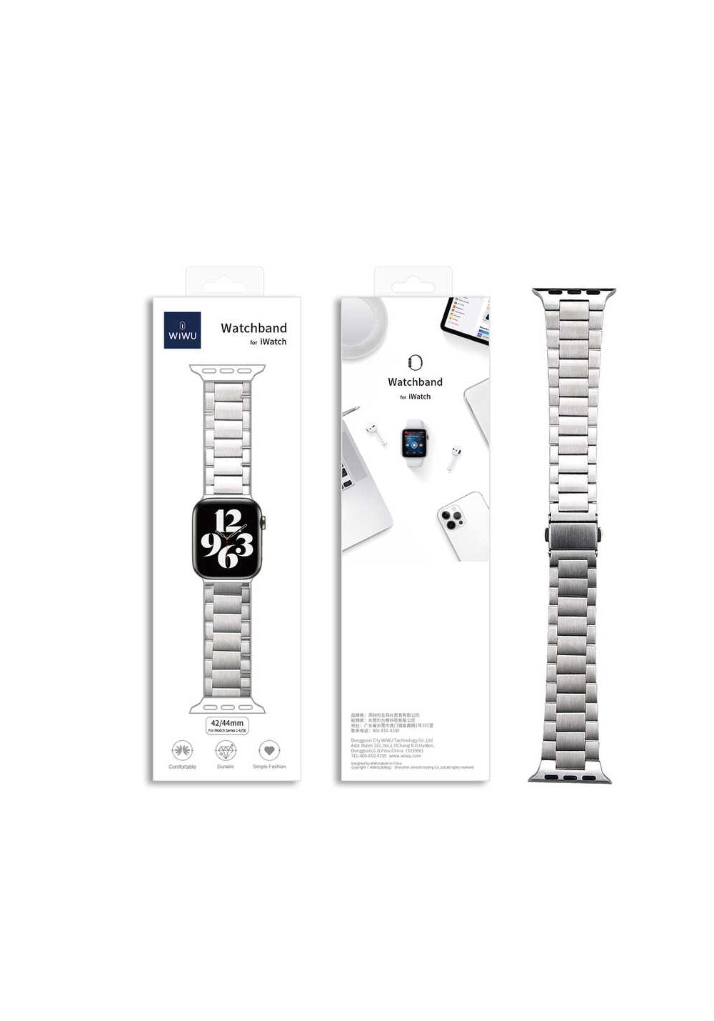 Wiwu Ultra Thin Steel Belt Three Beads Metal Kordon – Apple Watch 38/40 mm