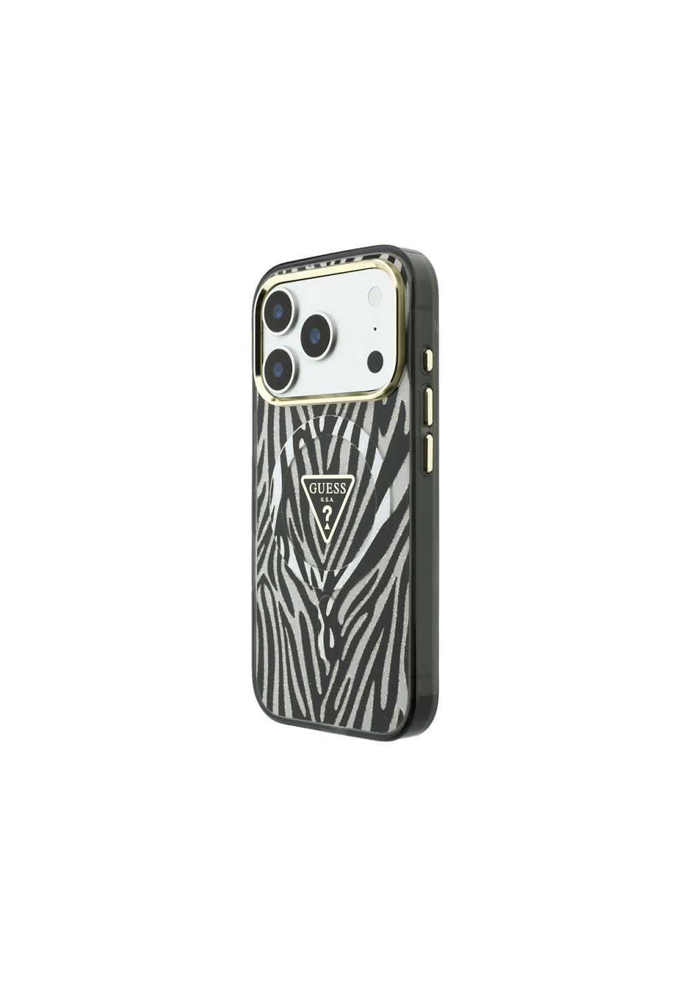 Guess Üçgen Logolu Zebra Desenli Silikon – iPhone 18 Pro Kılıfı