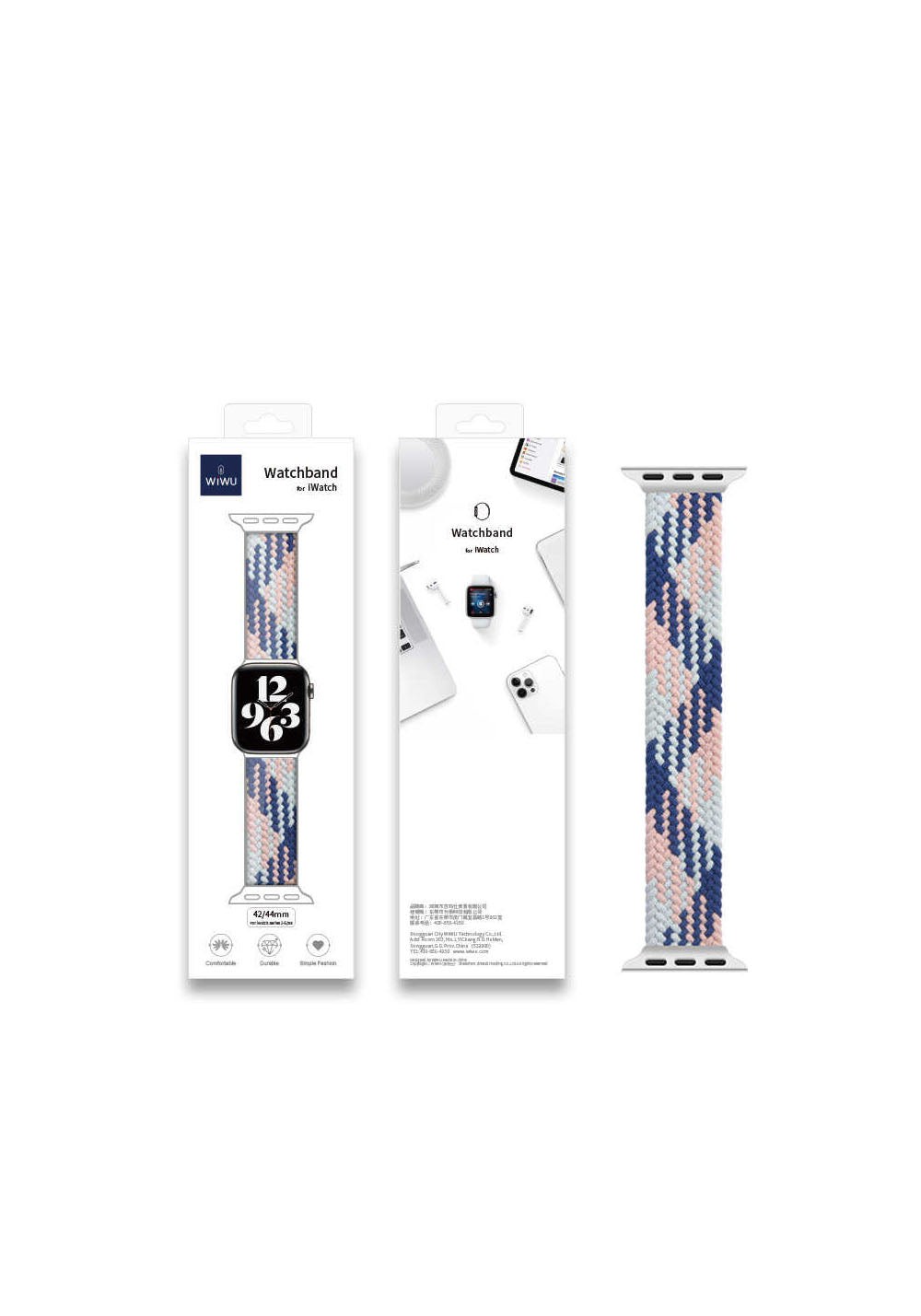 Wiwu Braided Solo Loop Contrast M Kontrast Örgü Kordon – Apple Watch 42/44/49 mm