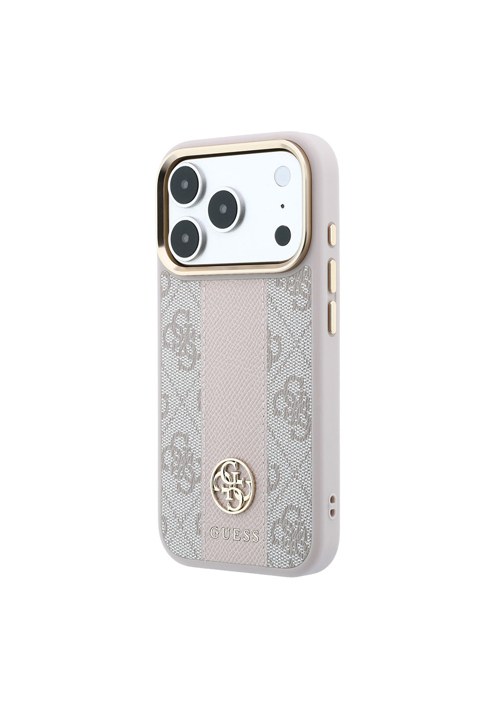 Guess Deri 4G Desenli Şeritli Yazı Logolu – iPhone 18 Pro Max Kılıfı