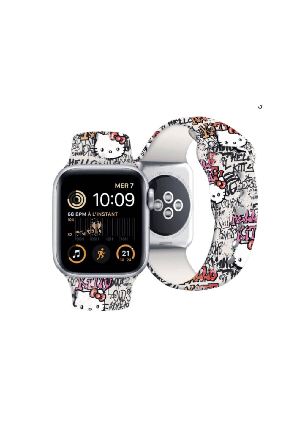 Hello Kitty Graffiti Etiket Desenli Silikon Kordon – Apple Watch 38/40/41 mm