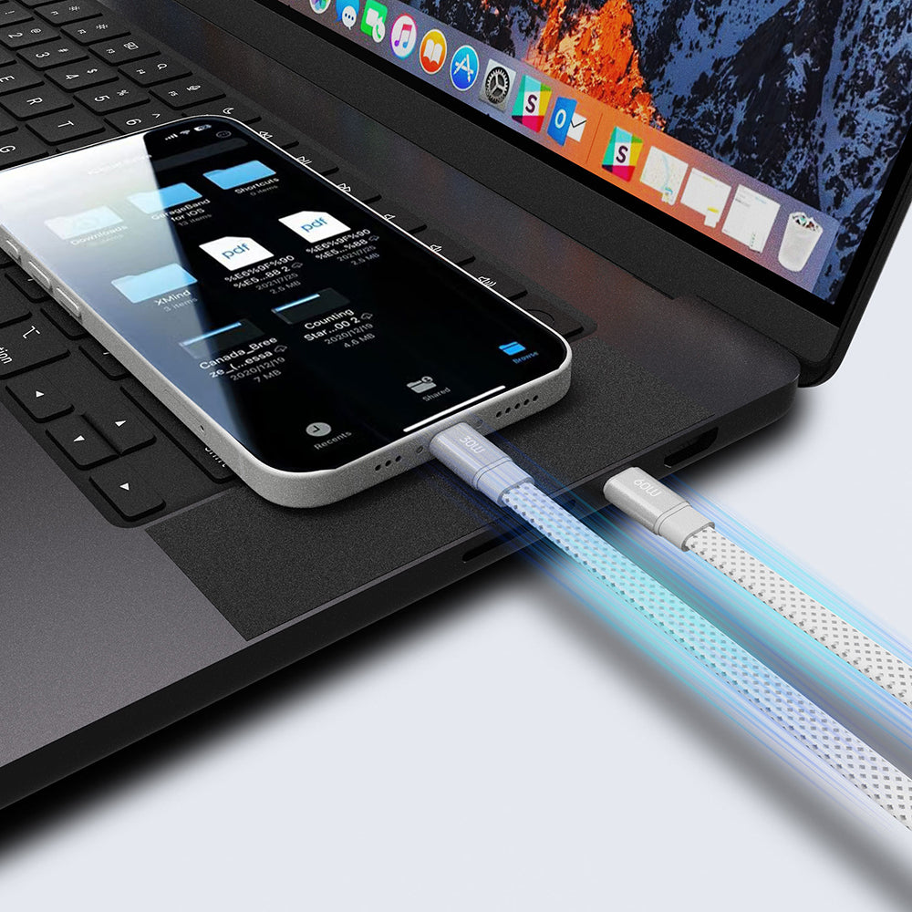Lenyes LC538 – USB-C–Lightning 27W Aramid Örgülü Kablo 1 m