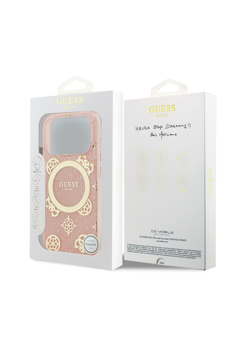 Guess IML Peony ve 4G Desenli Klasik Logolu – iPhone 18 Pro Max Kılıfı